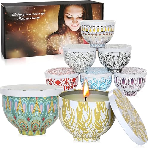 Velas perfumadas, 8 paquetes de velas de loto y rosa de lavanda lila, velas fuertemente perfumadas, velas de cera de soja 100% natural, uso para