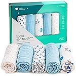 Koala Babycare 5 Pack 20x10 Muslin Burp Cloths for Baby Boys and Girls - GOTS & Oeko-TEX Cotton Burp Rags for Newborns - Absorbent Neutral Burping Cloths for Feeding - Washable Baby Bibs Essentials