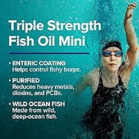 Vista 6 de GNC Suplemento de aceite de pescado de triple fuerza, mini Omega 3, 1000 mg de EPA y DHA, apoya la salud del corazón, el cerebro, la piel, los ojos