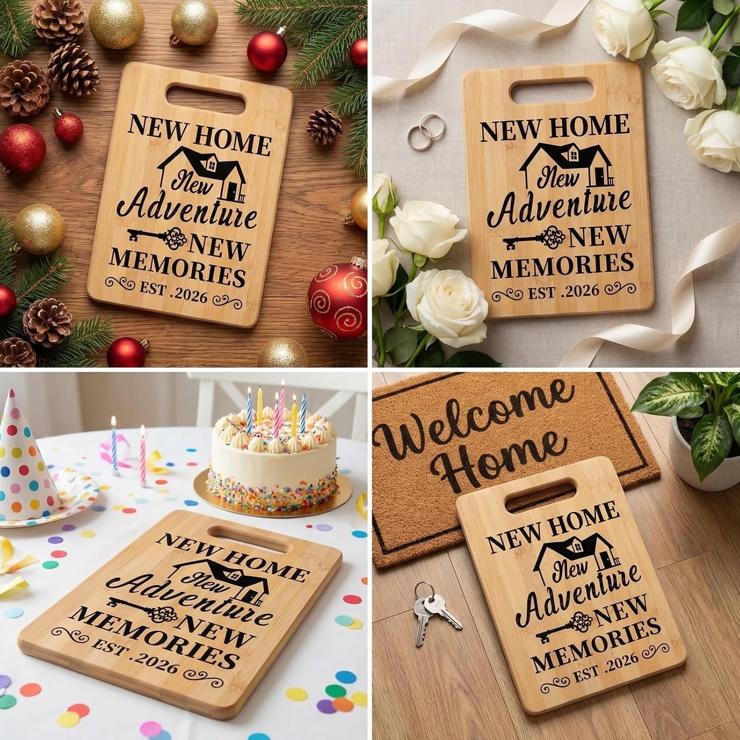 Printed Recipe Wood Cutting Board for Kitchen, New Home Gift with Message, Closing Gift for New Homeowners, Wooden Sign for Housewarming Party, 12x7.7 Inch image 4
