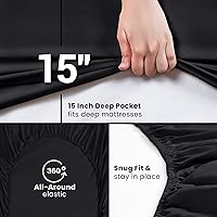 Vista 6 de Utopia Bedding Fitted Sheet - Pack of 2 Bottom Sheets - Soft Brushed Microfiber - Deep Pockets, Shrinkage & Fade Resistant - Easy Care (Full, Black)