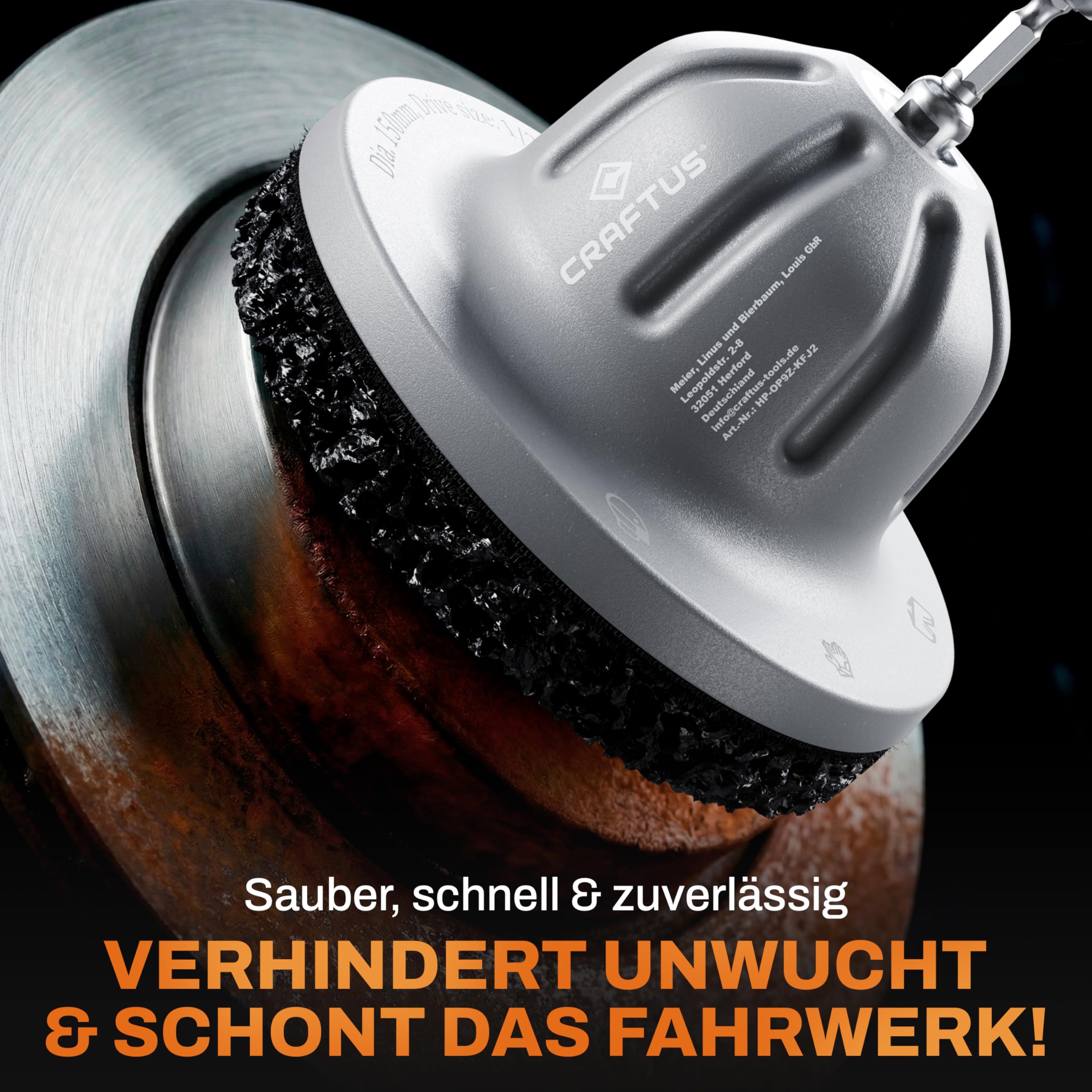 CRAFTUS Radnabenschleifer Auto - Set mit Adapter für Akkuschrauber – Ansicht 5