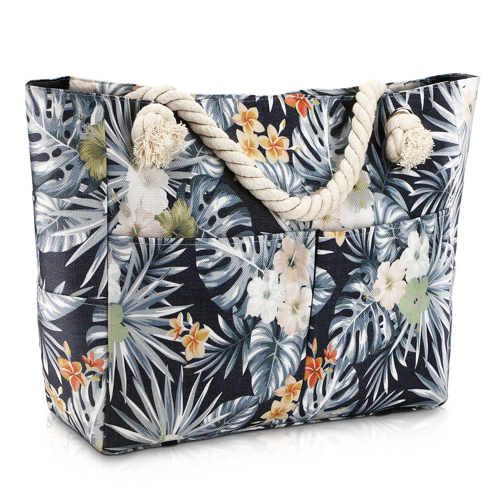 CoikesBolso grande Impermeable Bolsa de verano para mujer con Asa de Cuerda Totalizador de Lona Shopper Bolsa de Hombro para Playa, Fiesta, Compras, Viajes