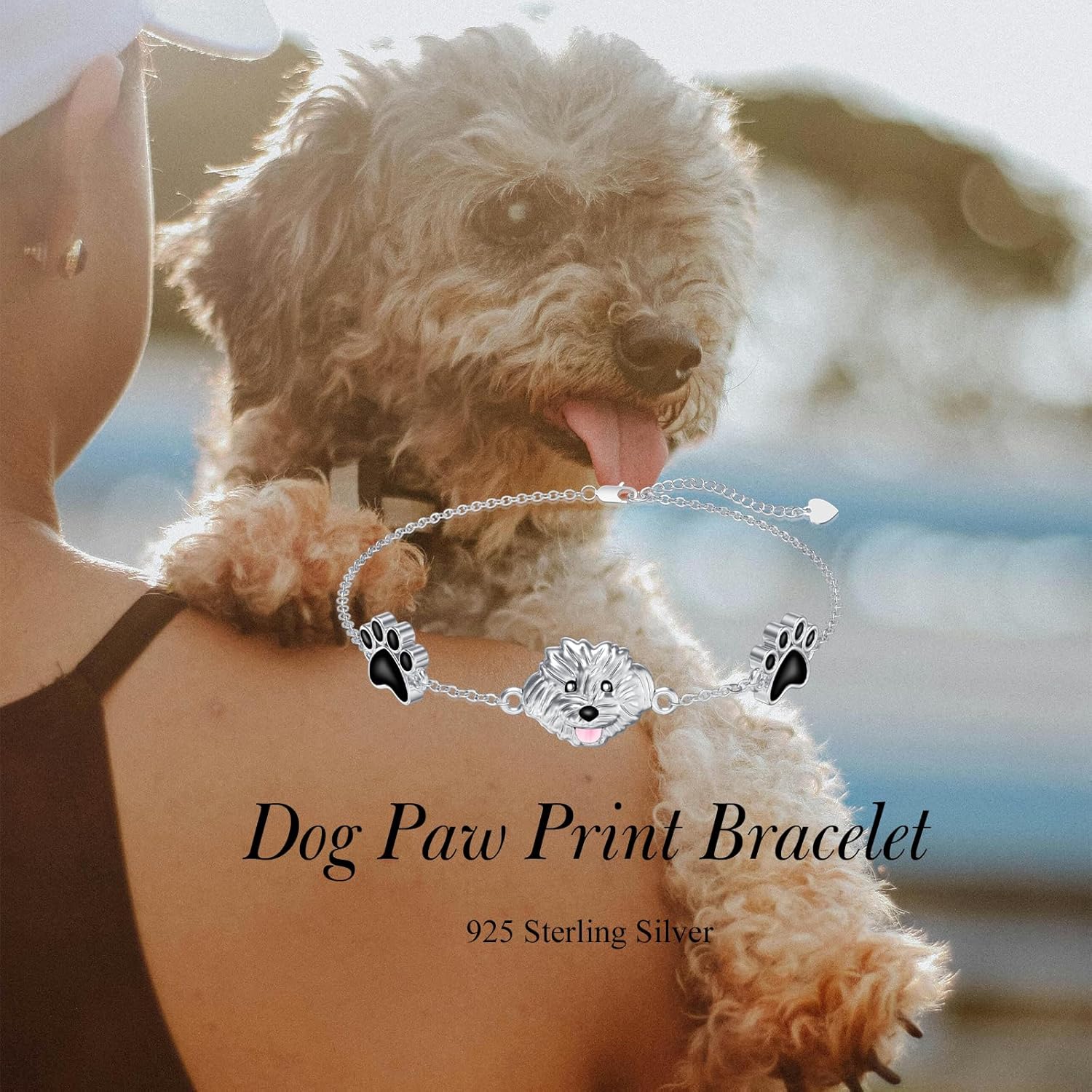 MONGAS Yorkie Dog Bracelet Sterling Silver Paw Print Bracelet Dog Paw Print Jewelry for Women - Image 6