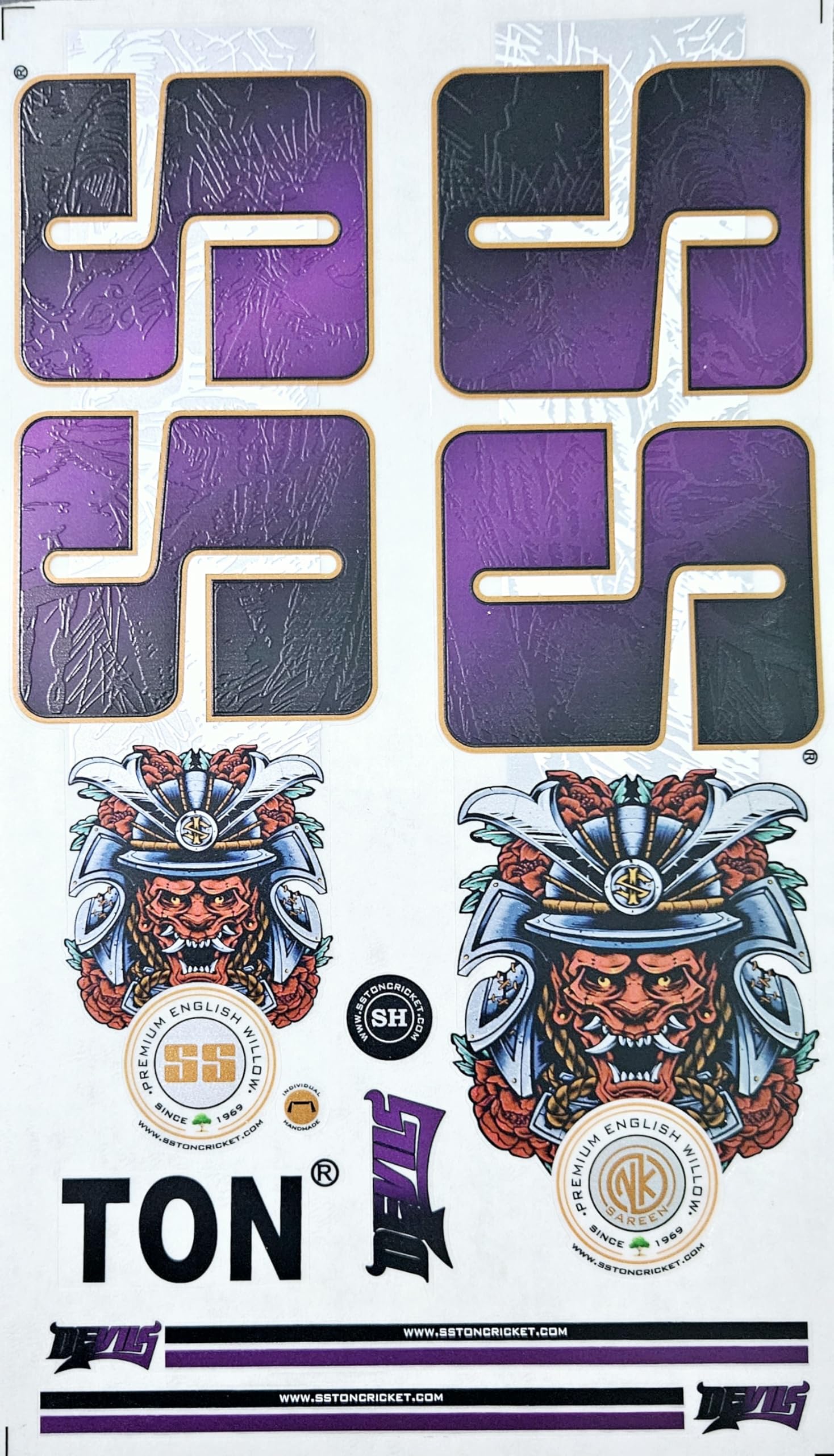 AYN Cricket Bat Sticker 4D Digital Embossed English Willow Fiber Tape Sports Accessories Protection, Devil Purple
