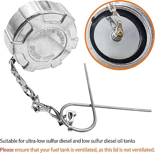 Miniatura 7 de Tapa de combustible diésel de aluminio sin bloqueo de 2 14 pulgadas 11.5 TPI compatible con Ford F600 F650 F700 F750 GMC C6500 TopKick International