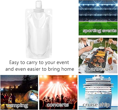 Miniatura 5 de Hillside-Kit Frascos de plástico ocultables y reutilizables con embudo de 8 onzas a prueba de fugas para viajes al aire libre (blanco-6 piezas)