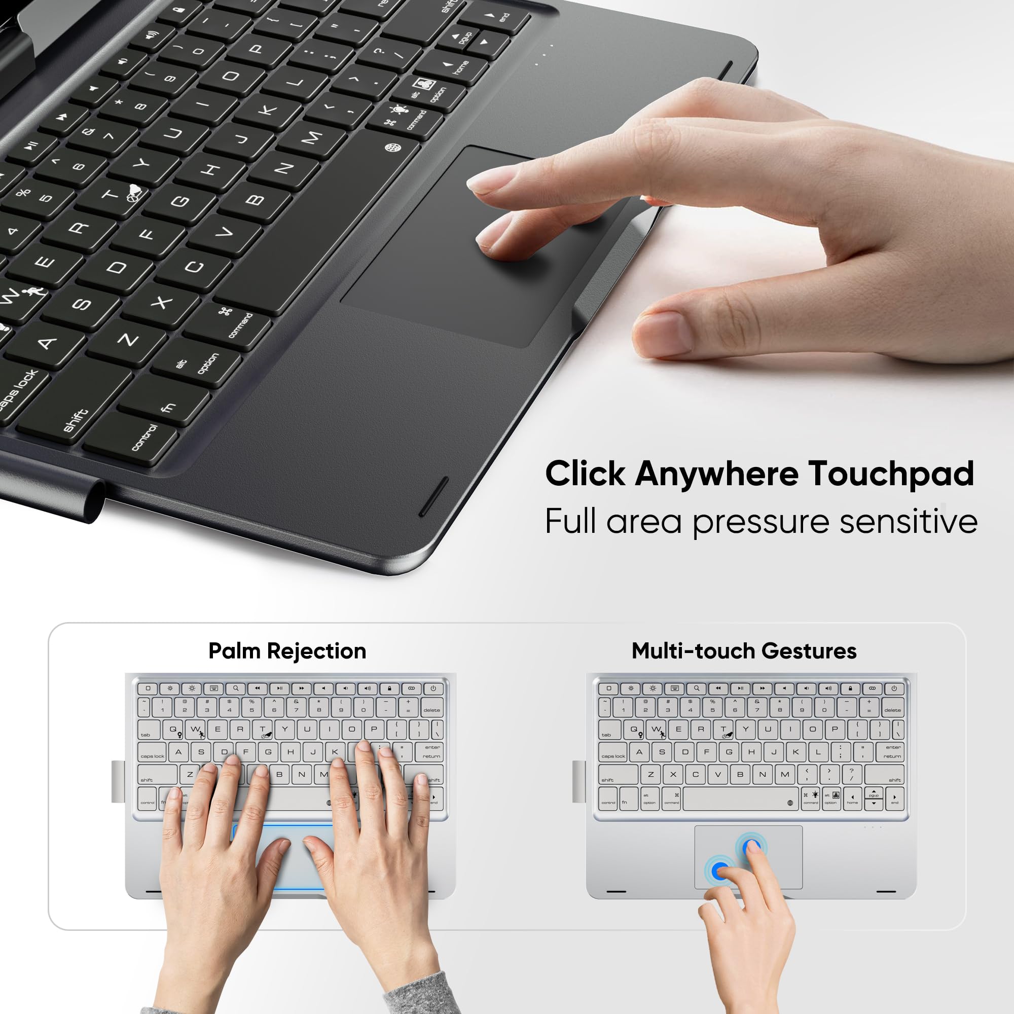 doqo iPad 11th A16 i 10. klawiatura z etui, obracane o 360° etui na klawiaturę do iPada 27.7 cm (czarne)