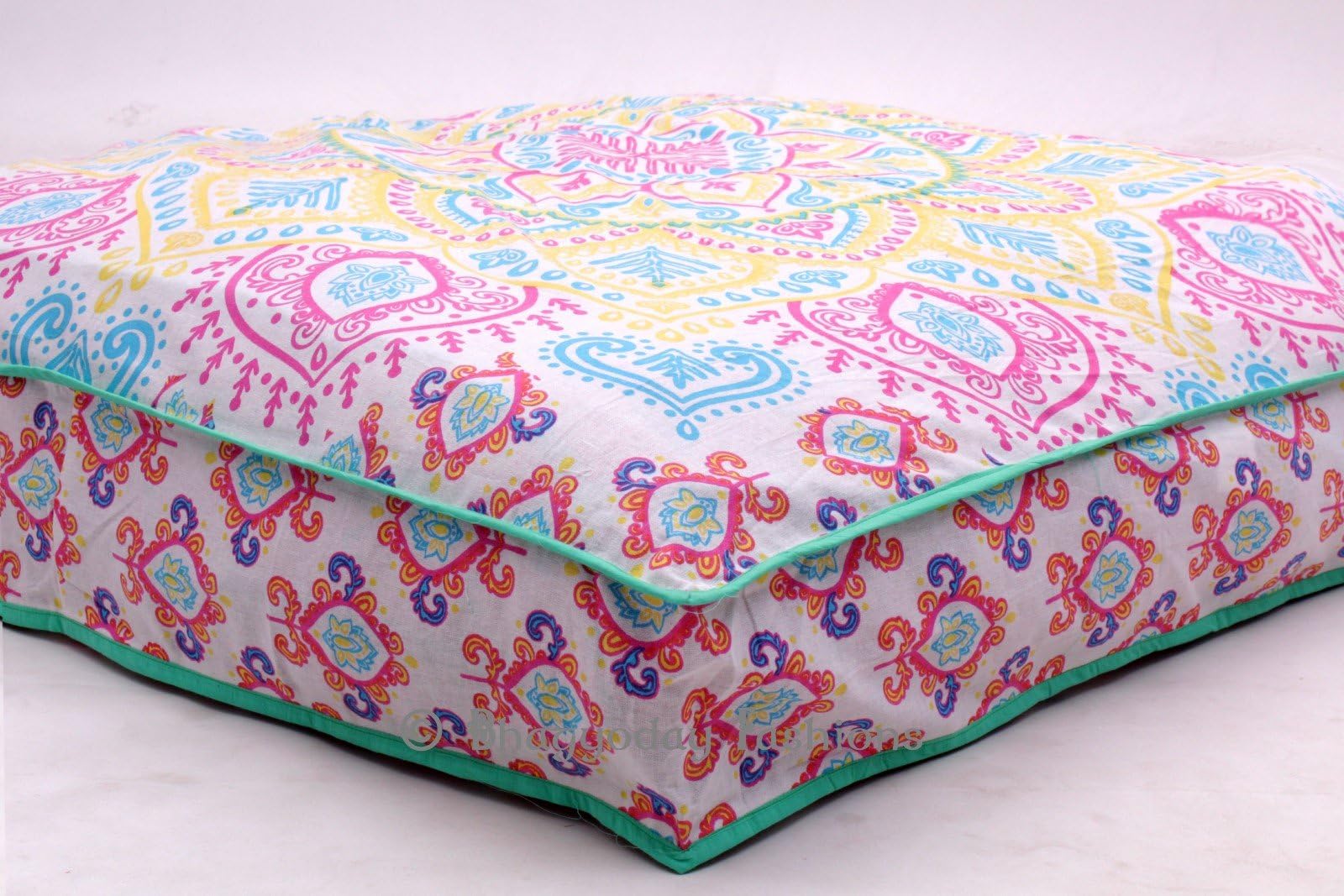 Traditional India Indian Psychedelic Ombre Mandala Floor Pillow Square Ottoman Pouf Daybed Oversized Cushion Cover Outdoor Sofa Throw Large Floor Pillows 35"