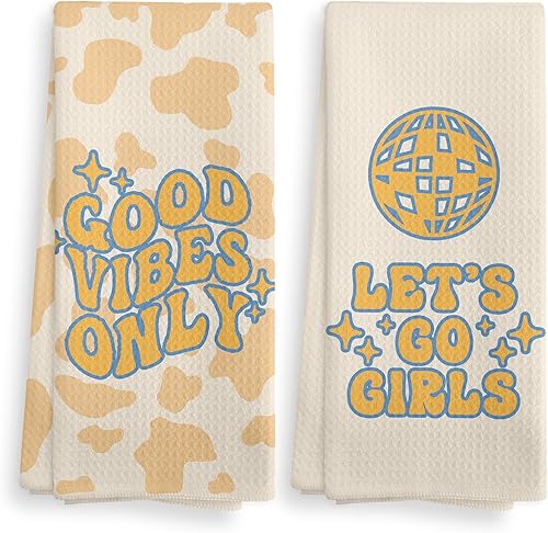 Miniatura 10 de Let's Go - Juego de 2 toallas de baño con bola de discoteca de color rosa intenso, paños de secado absorbentes para niñas, toallas de té para Rosa