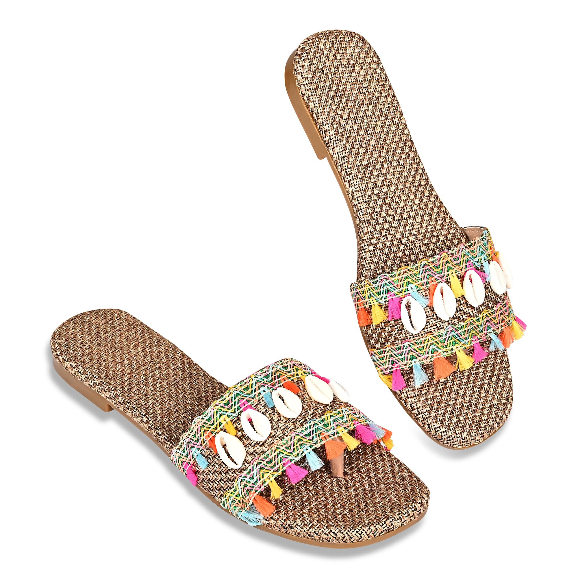 ShoestailWomen's Embroidered and Embellished Flat Fashion Sandals SL978