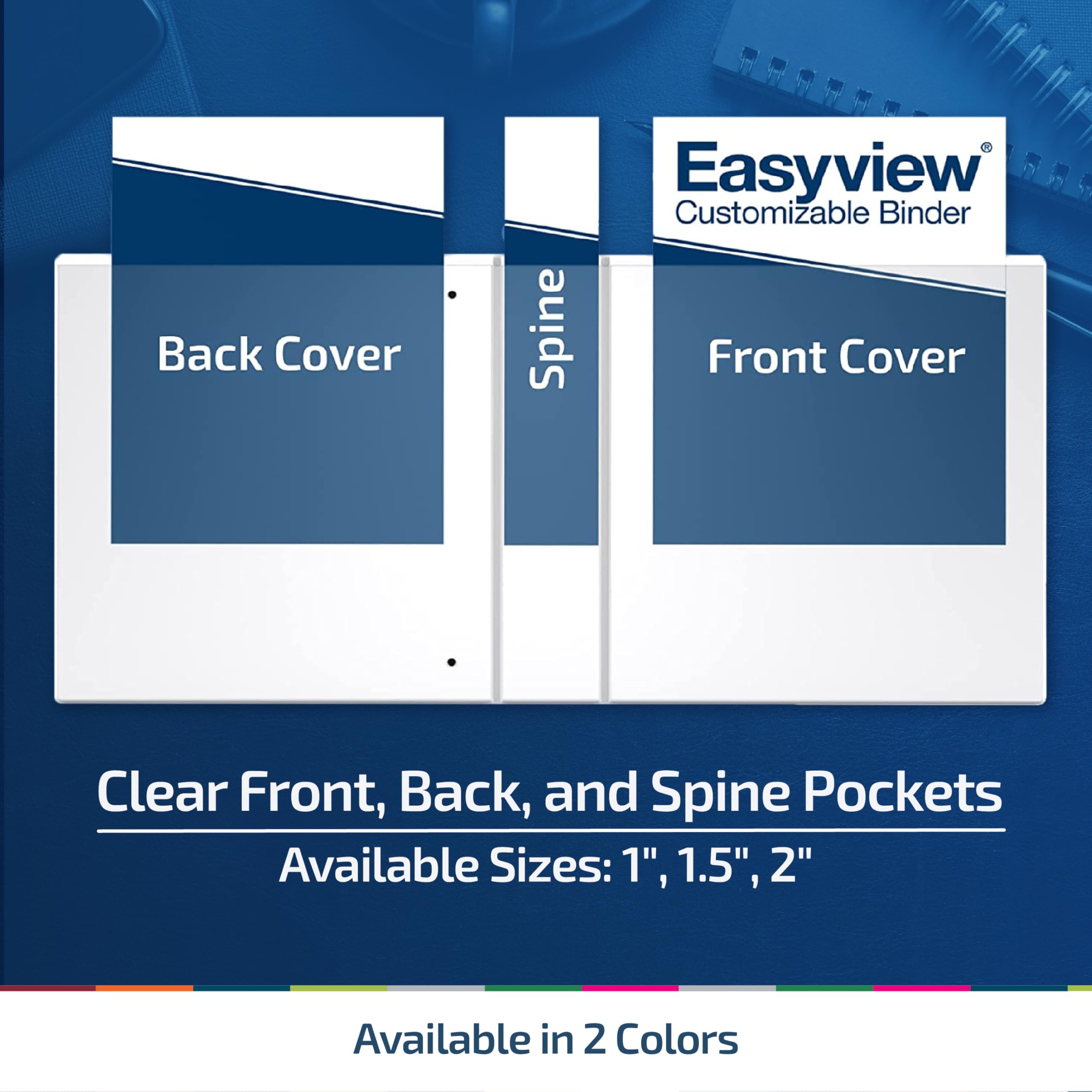 Easyview Premium, mini raccoglitore da 5 cm, 21,6 x 14 cm, raccoglitore a 3 anelli per scuola, ufficio o casa, quaderni colorati, confezione da 6, anello rotondo, nero
