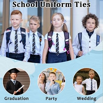 LJBFNN Boys Tie, Pre-tied Tie for Boys Adjustable Zipper Tie Solid Color Kids Tie for School/Graduation/Wedding/Casual