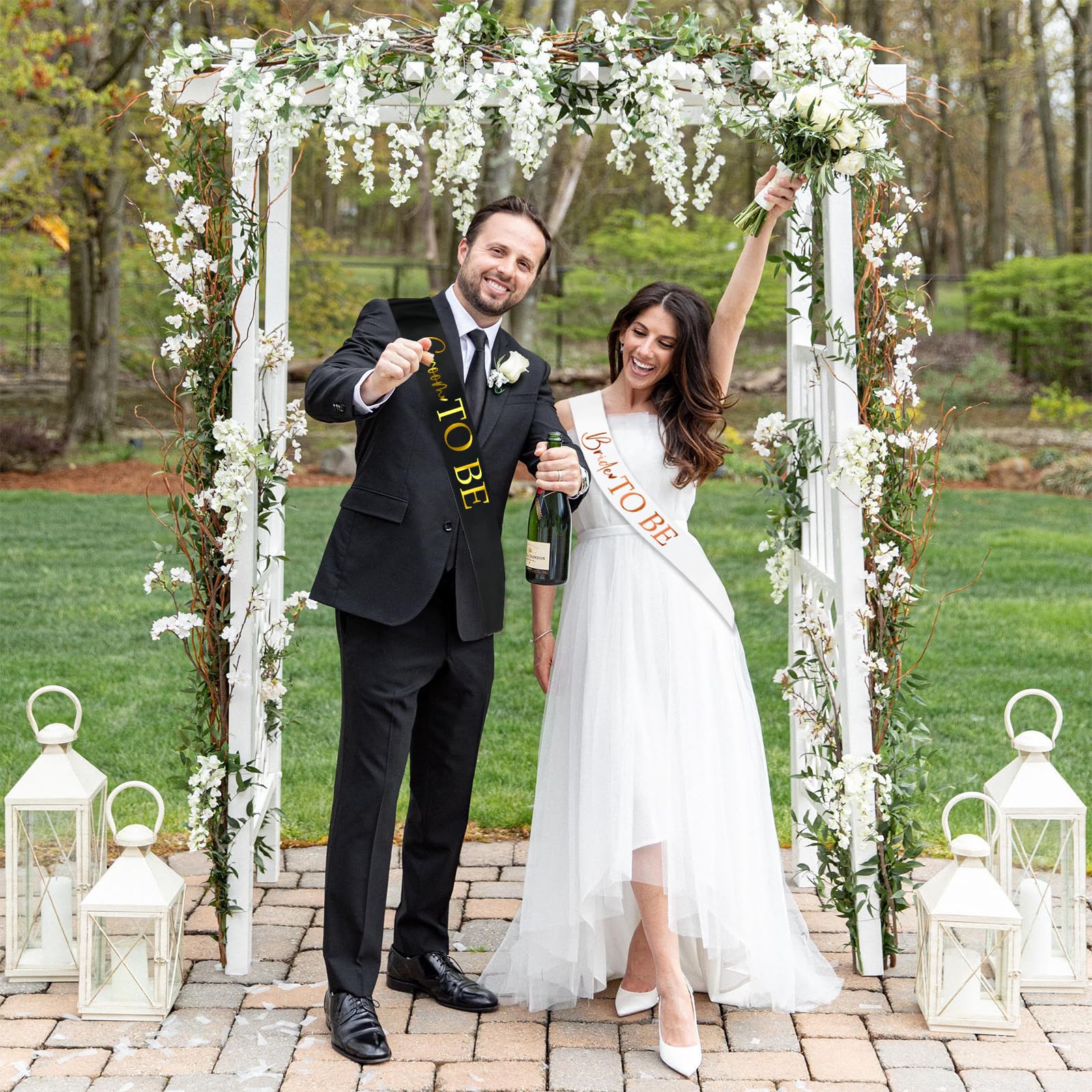 Amazon.com: 2 Pcs Bride to Be and Groom to Be Sash with Foil, Rose Gold  Bachelorette & Gold Bachelor Sash for Bridal Shower Wedding Hen Party  Decorations Engagement Gifts (White and Black) :