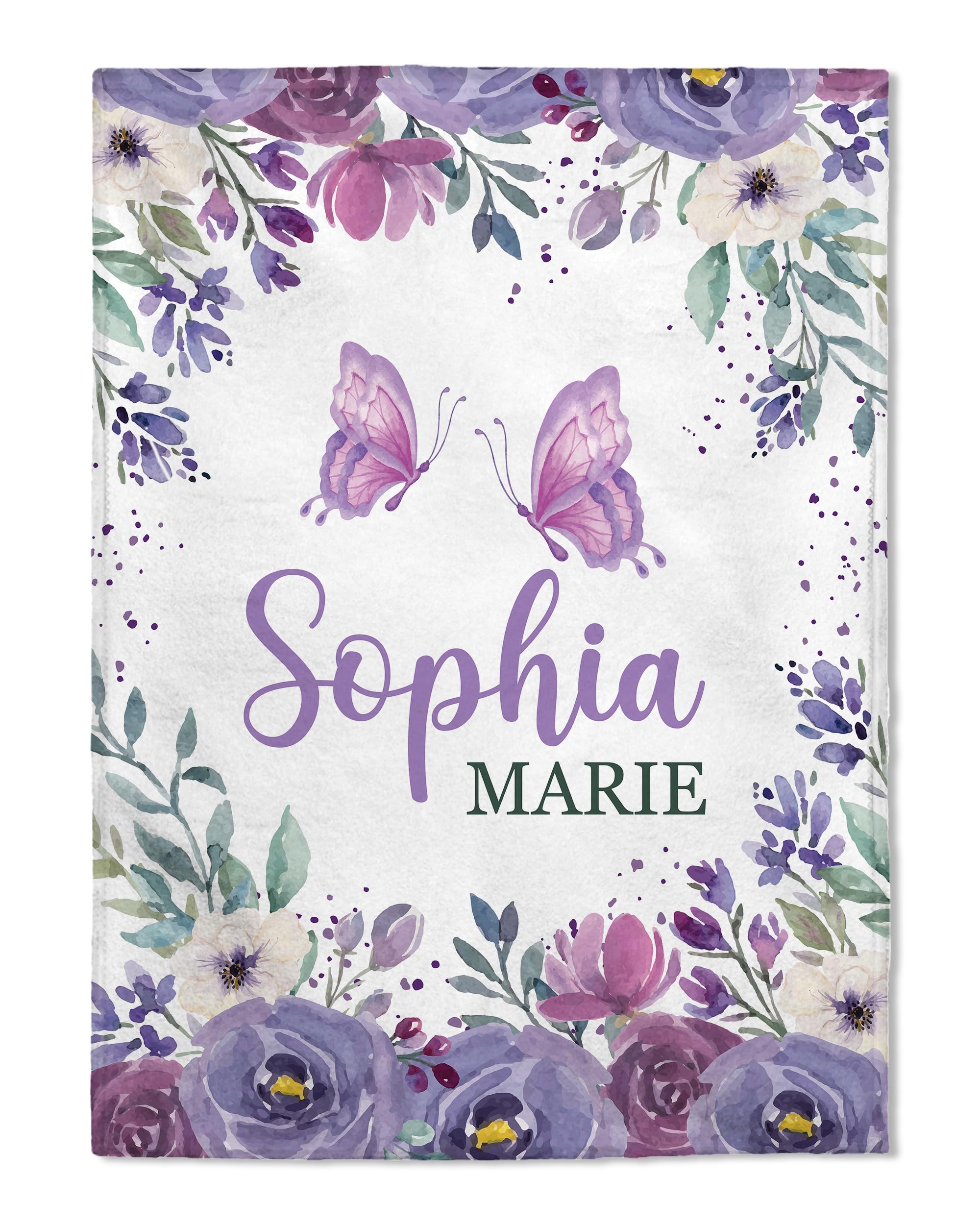 FLOCHIL Personalized Baby Blanket for Girls, Custom Baby Blanket with Name, Customized Floral Baby Blanket, Gift for Baby Shower, Toddler, Babies,