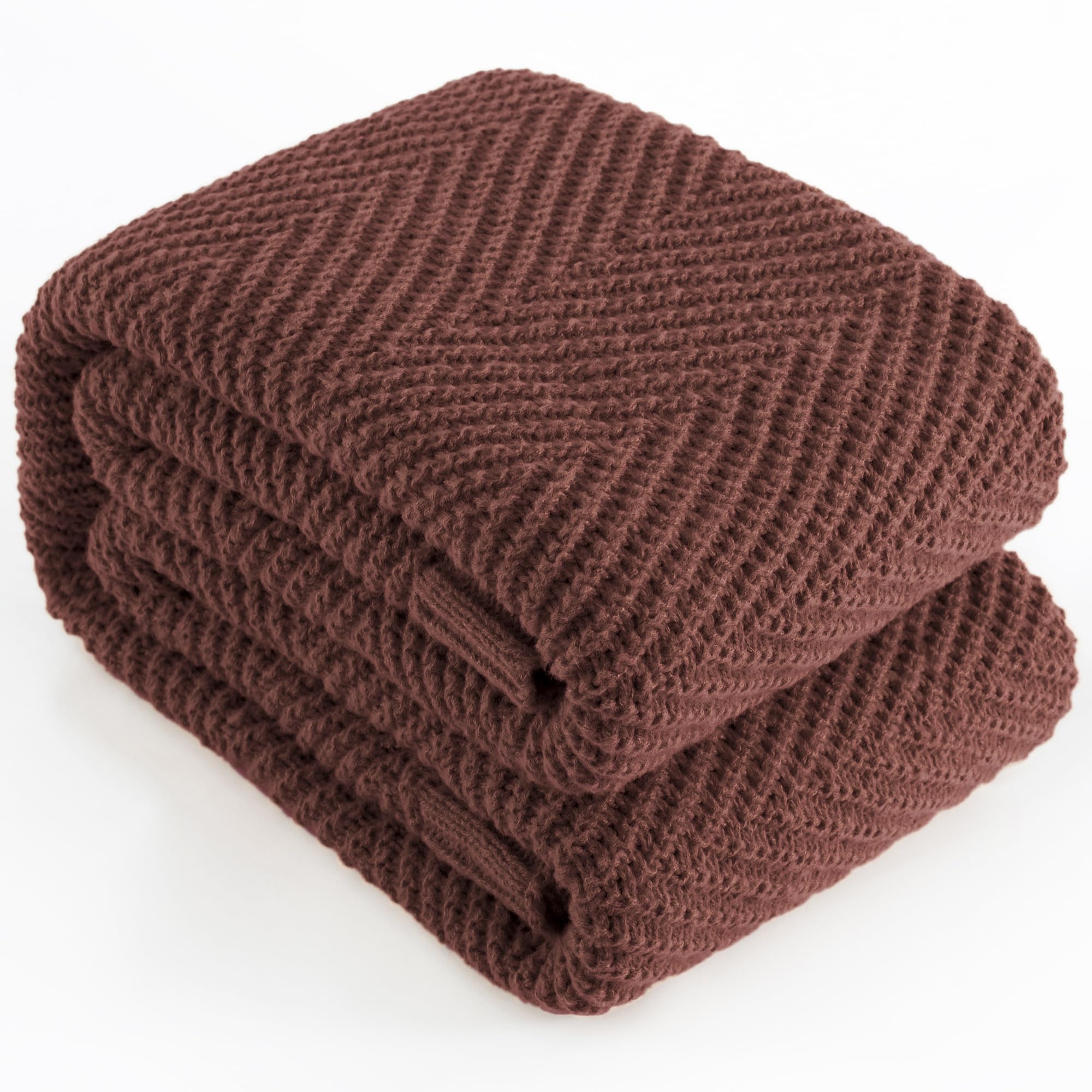 LONG CREATE Knitted Throw Blanket for Couch, 50X60 Chevron Bed Knit Throws