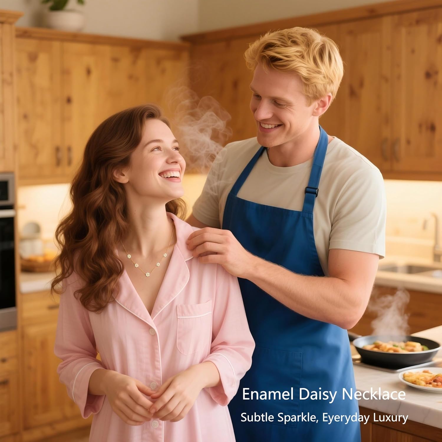 5 Daisy Flower Necklace for Women, Double-Sided Enamel Charm 14K Gold Plated S925 Sterling Silver Chain, Dainty Floral Jewelry Gift for Her, Everyday Layering Necklace - Image 3