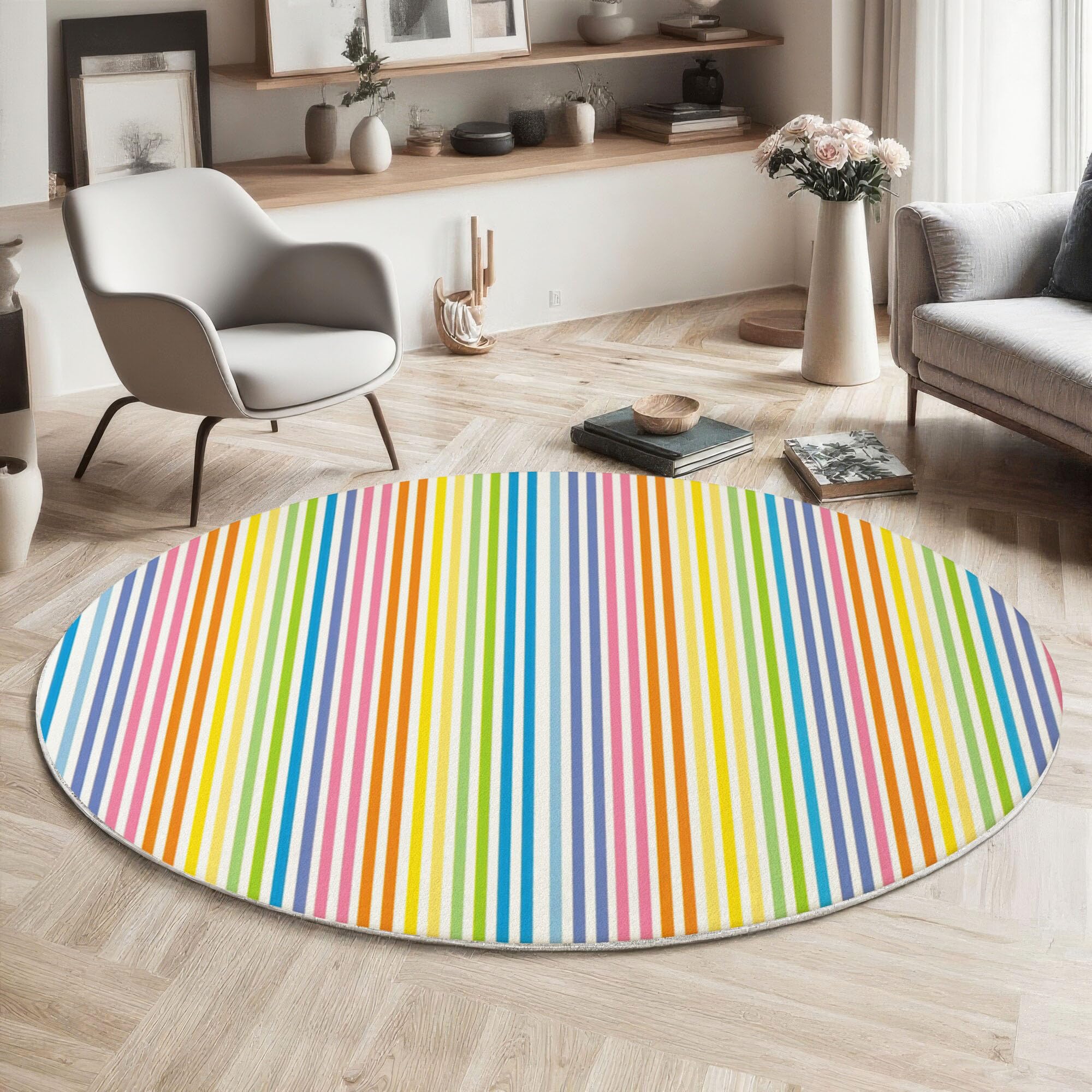 Tapis rond 200cm poil ras douce tapis de décoration antidérapant