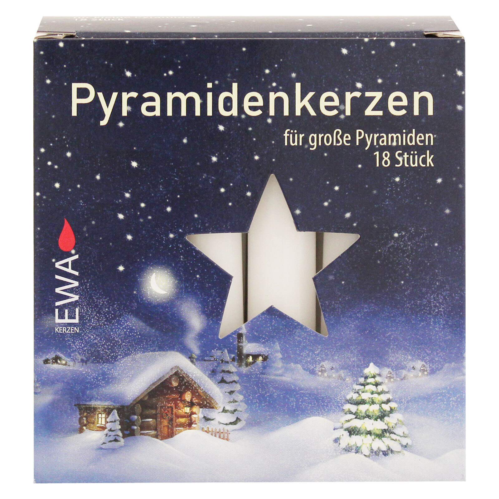 16er Pack Pyramidenkerzen Weihnachtskerzen groß, weiß, ca. 17 x 105 mm (16 x 18 Stück) Christbaumkerzen, Kerzen