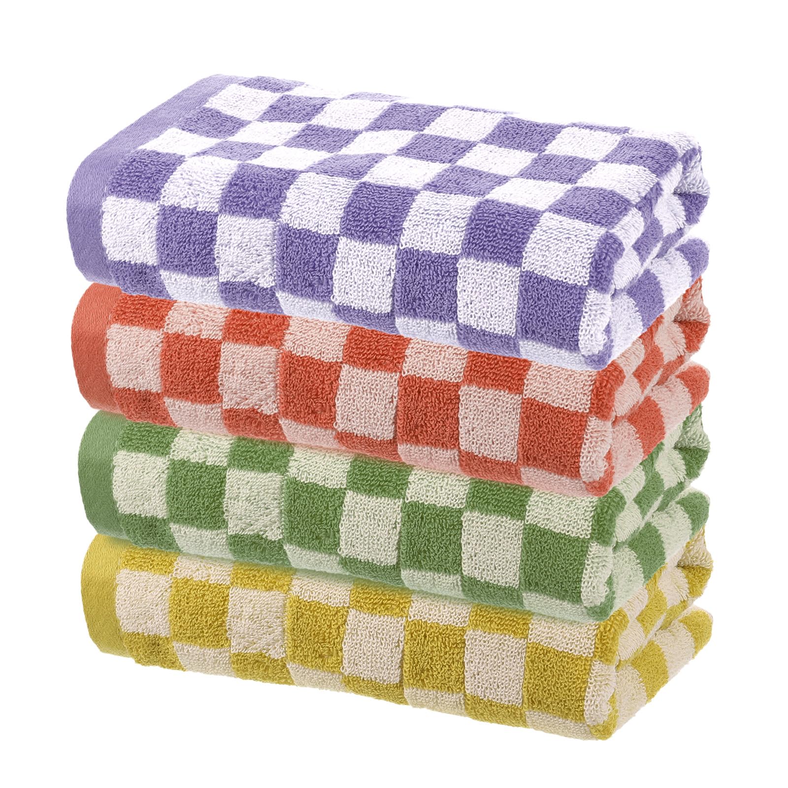 QUARKZMAN 4 Pcs Serviettes De Bain Jaune/Vert/Rouge/Violet 33 x 74 cm Mains
