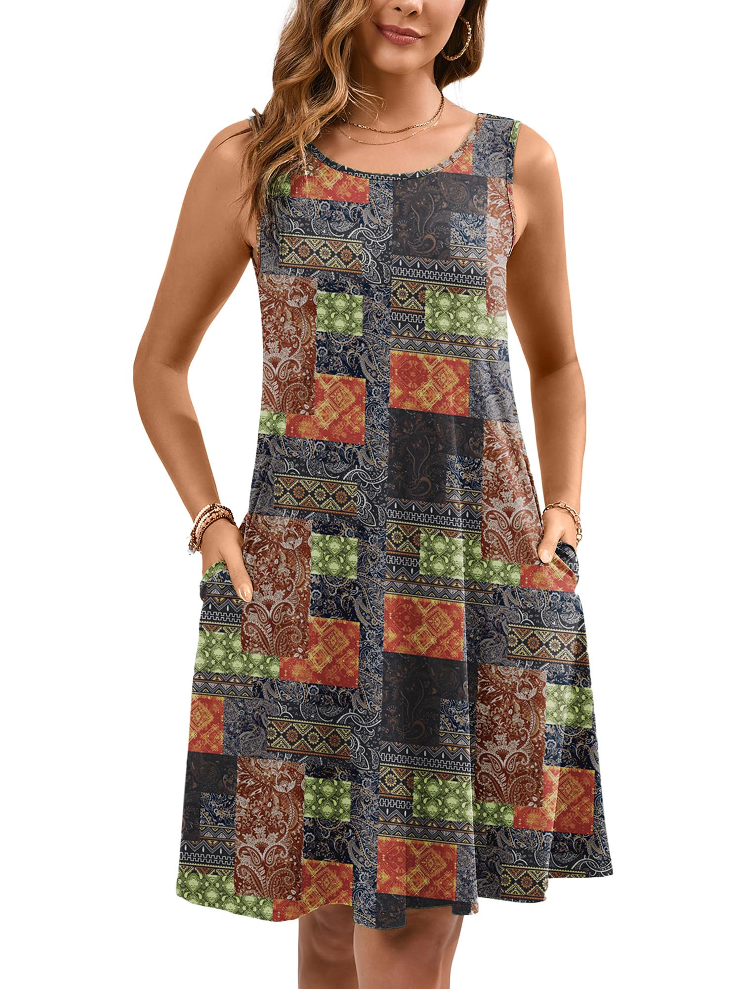 Heymoments Women Sleeveless Summer Beach Dresses with Pockets