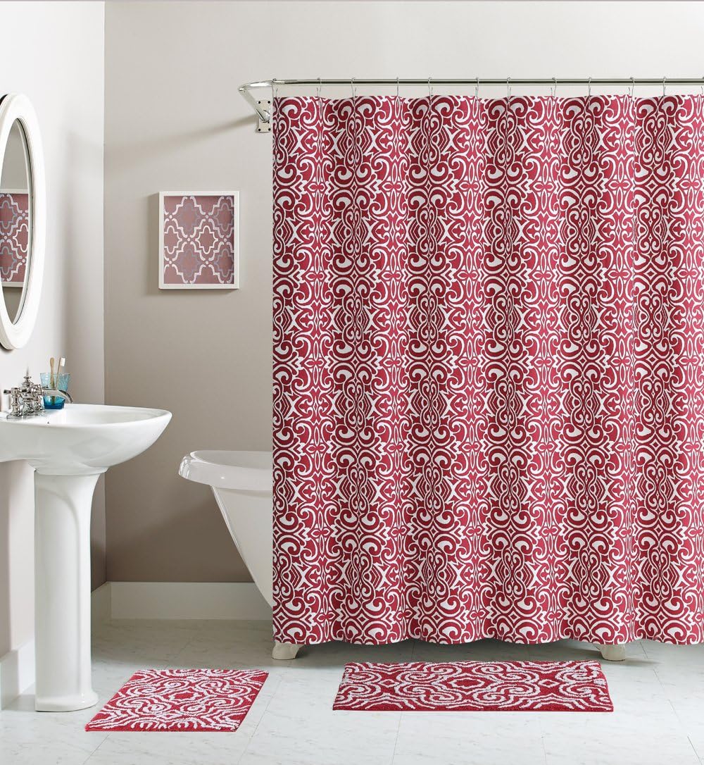 Ruthy's Textile 100% Cotton Shower Curtain (Red)