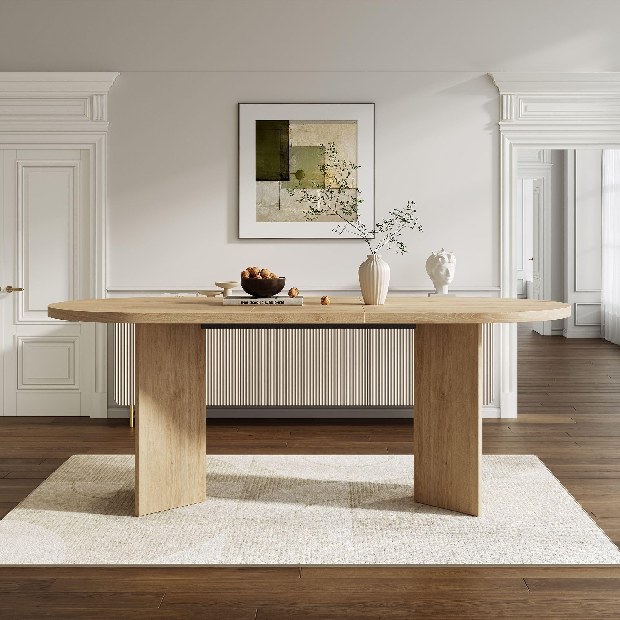 Table de salle à manger ovale en bois, table à manger ovale 200 l x