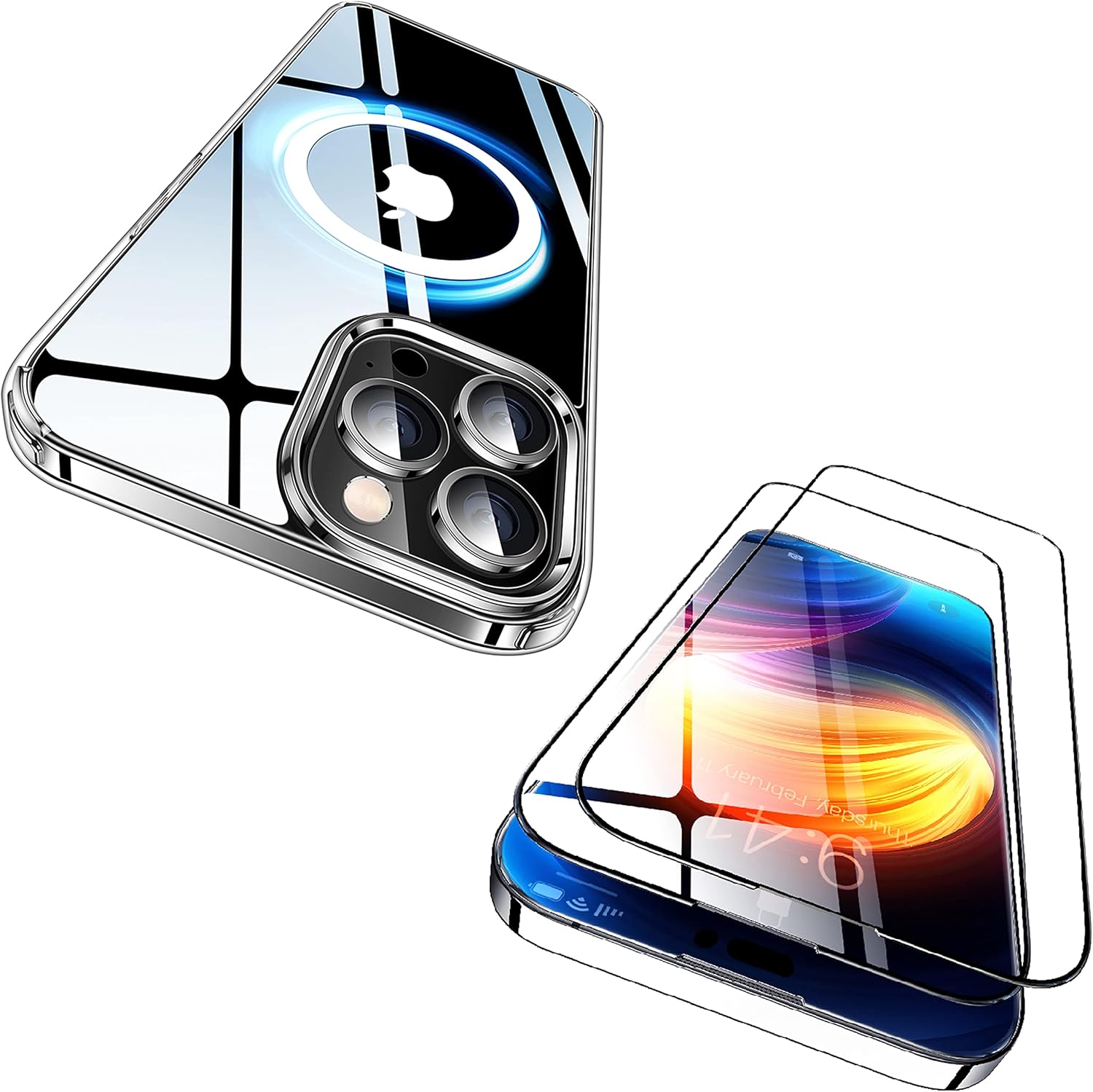 CASEKOO Strong Clear for iPhone 14 Pro Max Case+CASEKOO KooFilm for iPhone