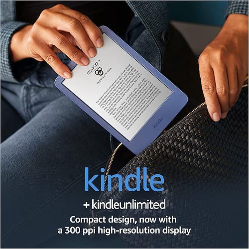 Kindle (2022 release) – The lightest and most compact Kindle, now with a 6” 300 ppi high-resolution display, and 2x the storage - Denim + 3 Months Free Kindle Unlimited (with auto-renewal)