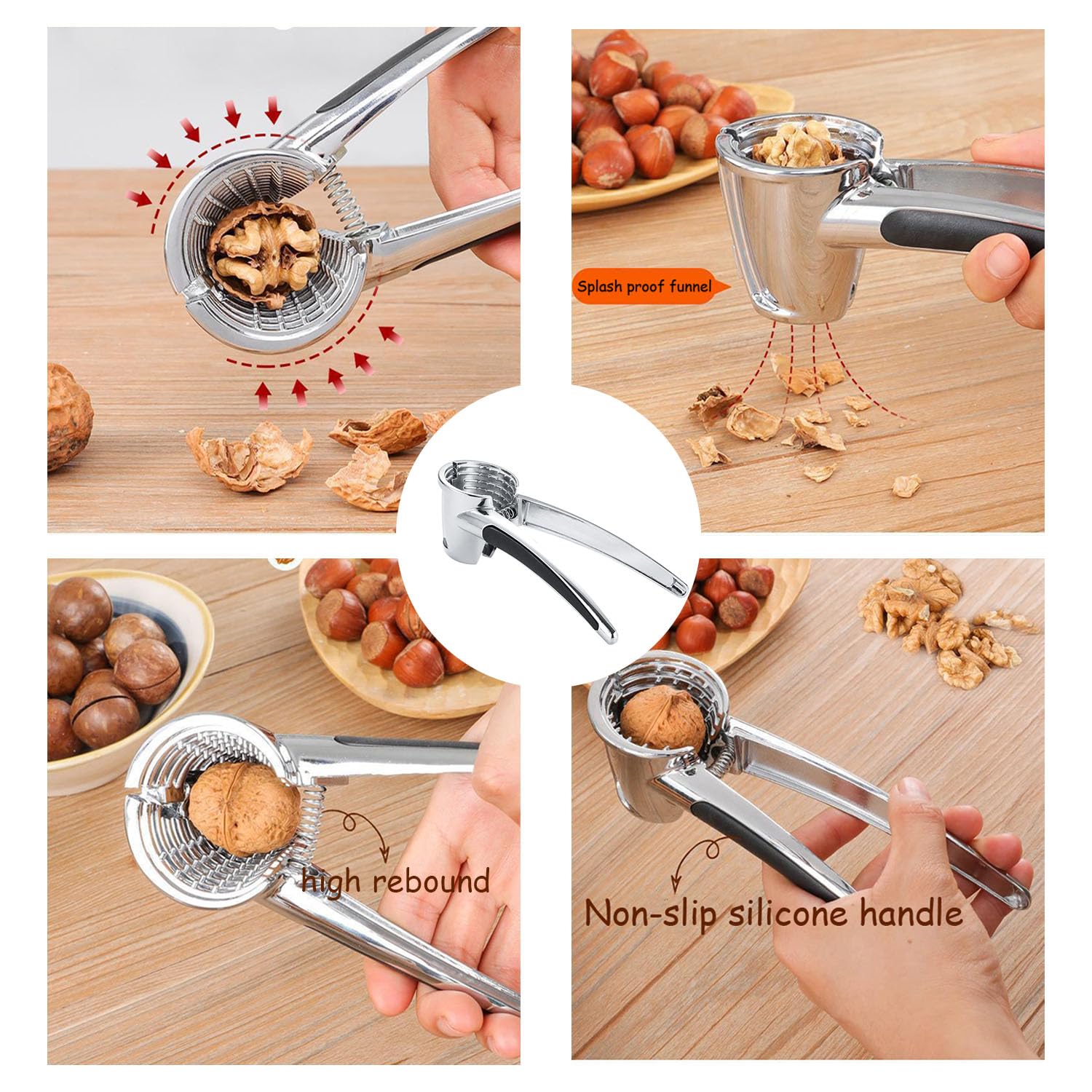 Noce Pinze, Schiaccia Noci, Pecan Cracker Pinze, Schiaccianoci Acciaio Inox, Schiaccianoci Multifunzionale, Antiscivolo Schiaccianoci, Con Maniglia Antiscivolo, per Noce, Pistacchi, Mandorle, Pecan