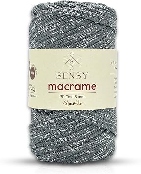 5 Mm - Simli 400 Gr Polyester Makrome Ipi 75 M Polyester Makrome Ip Supla Ip Ve Çanta Ipliği (Gri)