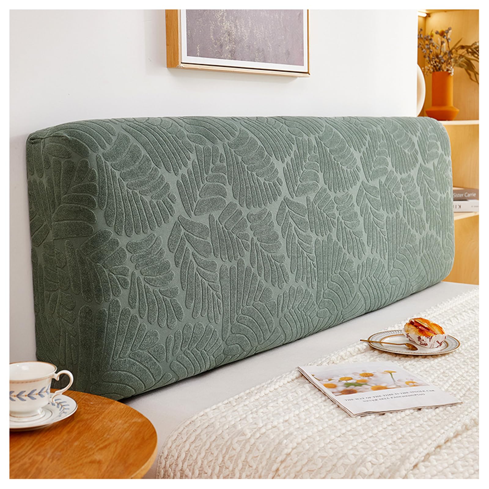 GOFOHIMI Bed Headboard Slipcover Sets,3D Jacquard Headboard Bed Cover Headboard Covers for Double Bed/Small Double,Dustproof All-inclusive Elastic Headboard Protection Cover,E,120CM