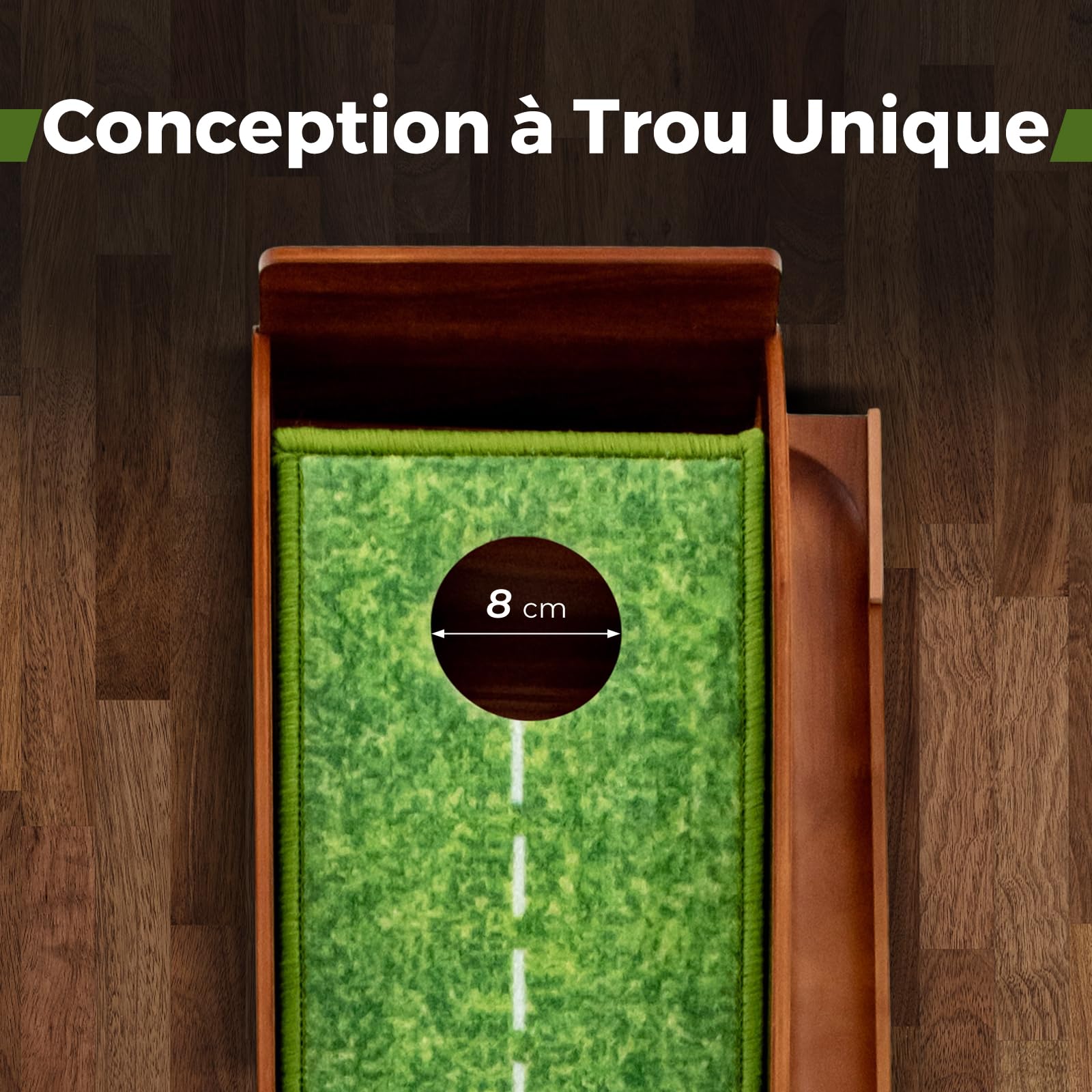 GYMAX Tapis d'Entraînement de Golf avec Retour de Balle Automatique, Tapis de Putting de Golf, Lignes d'Alignement & Marques d'Échelle, 3 Balles de Golf