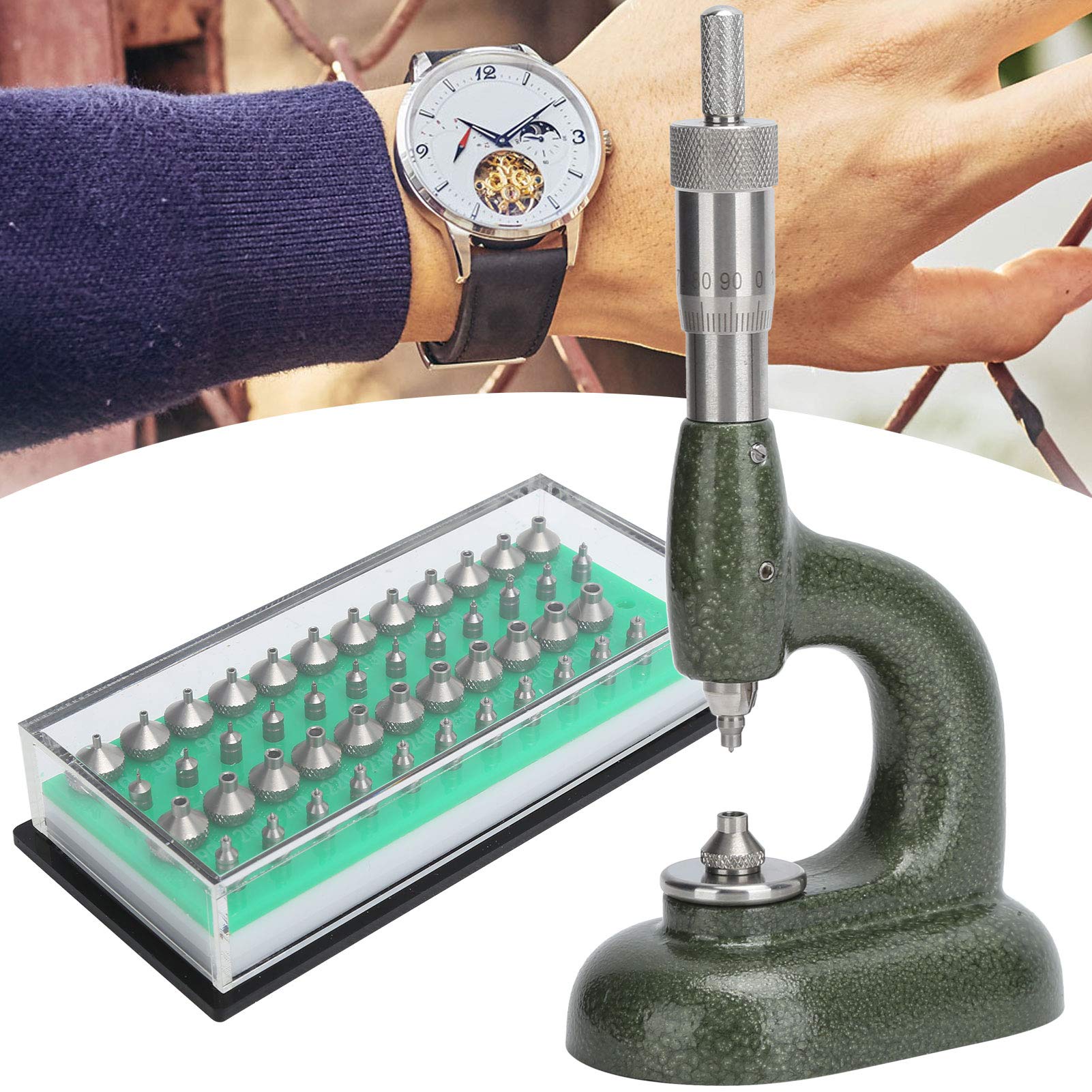 Luqeeg Herramienta de Joyería de Relojero para Reparación de Relojes, Micrómetro de Paso de Rosca, Herramientas de Ajuste de Diamantes de Imitación para Talleres de Reparación