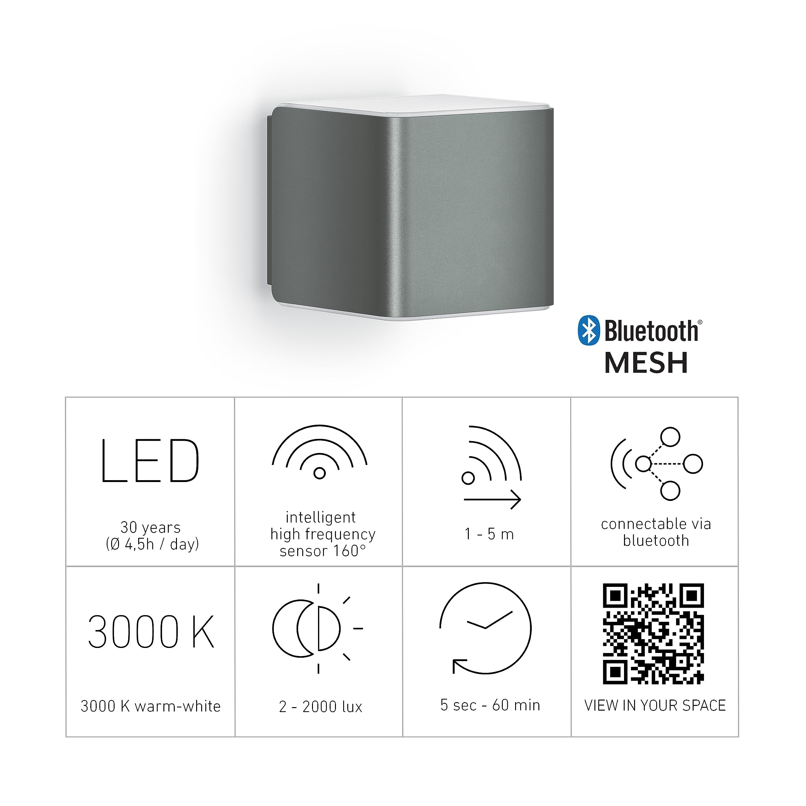 Steinel L 840 SC Connect smarte LED Außenleuchte mit Bewegungsmelder, App Steuerung, 3000 K, Anthrazit