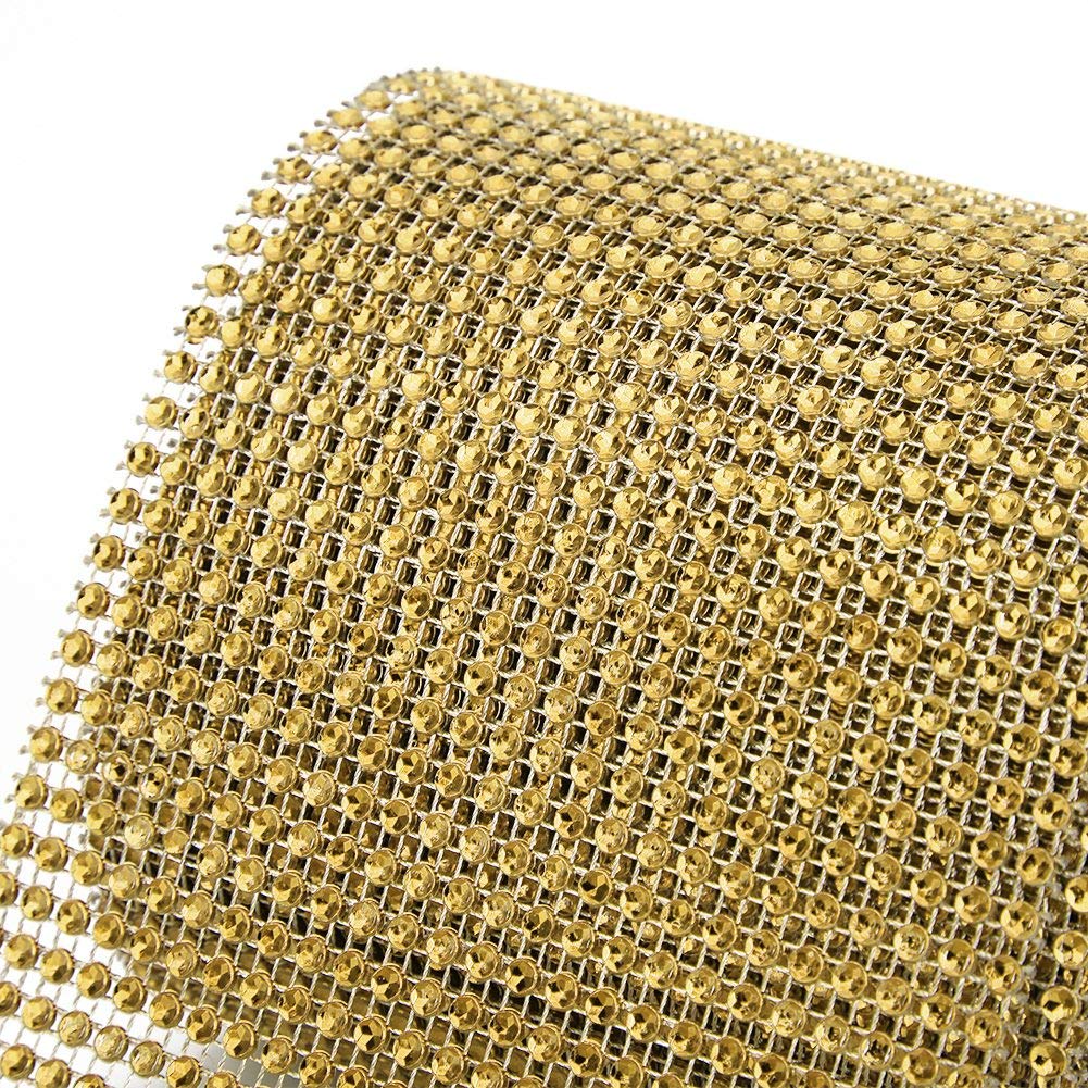 Ymiko Nastro di, 9 m 24 Righe Galvanotecnica Strisce di Decorazione di Abiti da Sposa in Rete(Oro)