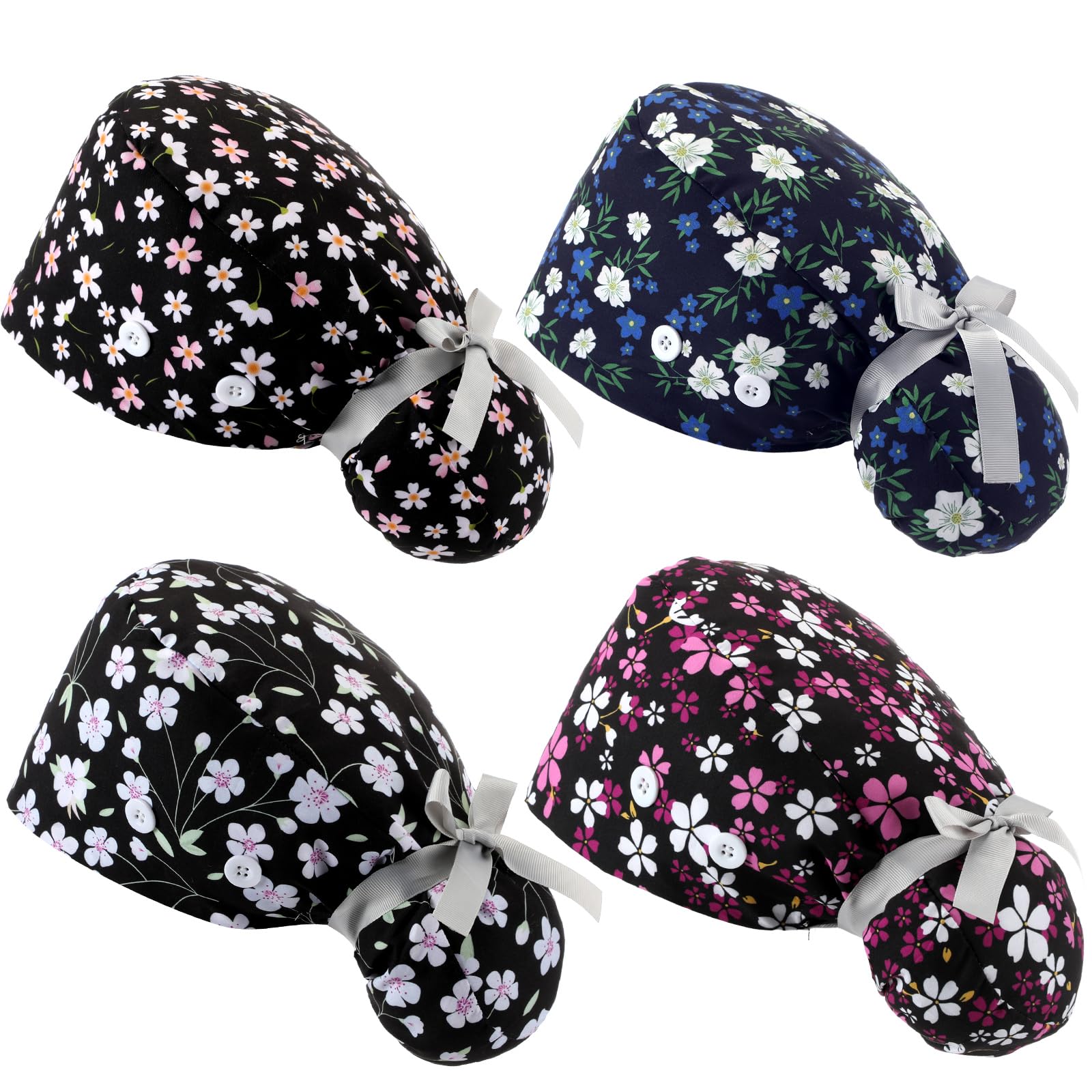 Unittype 4 Pcs Nurse Scrub Caps Women