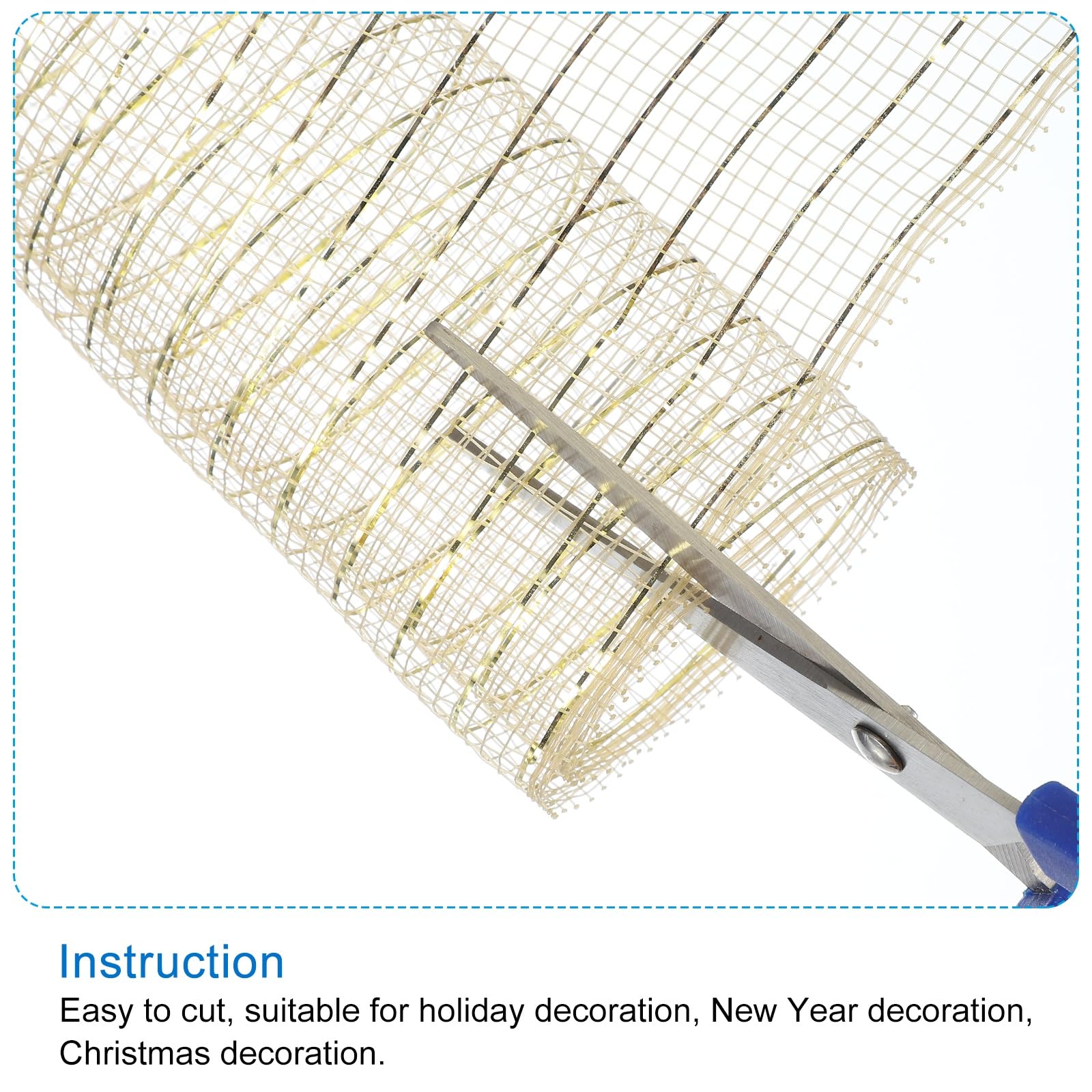 PATIKIL 2 Pcs Decorative Mesh Ribbon, 10 Inch x 10 Yard Mesh Ribbon Roll Foil Metallic for Christmas Tree Wreath Decoration Champagne - Image 4