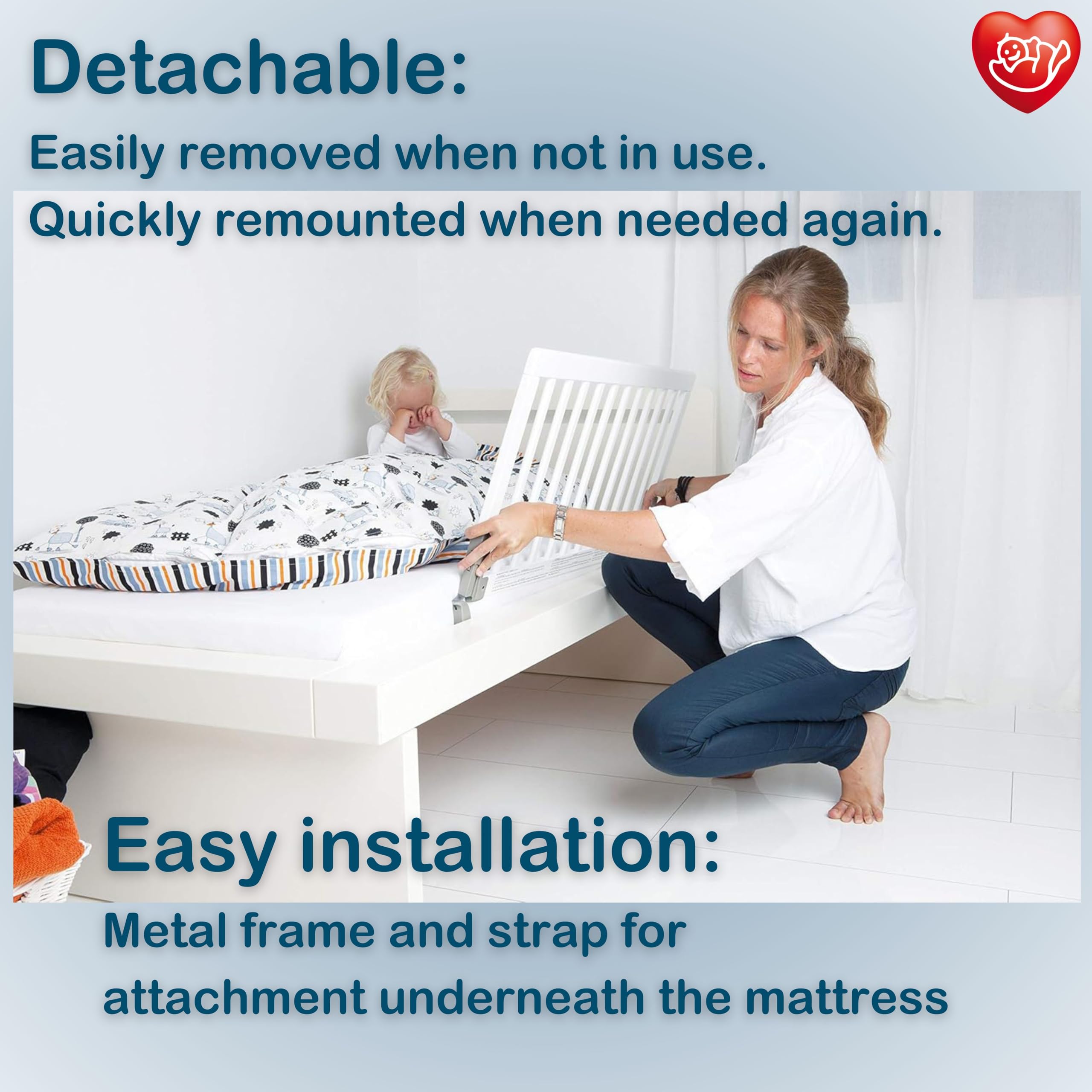 BabyDan 1814 3000 10 85   Wooden Bed Rail, White : Baby Dan