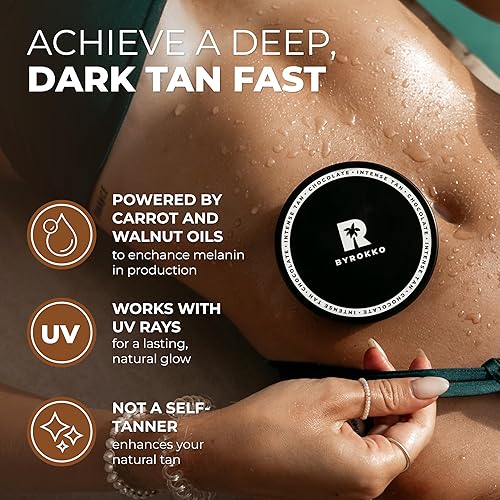 Miniatura 3 de BYROKKO Shine Brown Crema aceleradora de bronceado de chocolate, 6.8 onzas líquidas, aceite de bronceado para exteriores o interiores o loción de