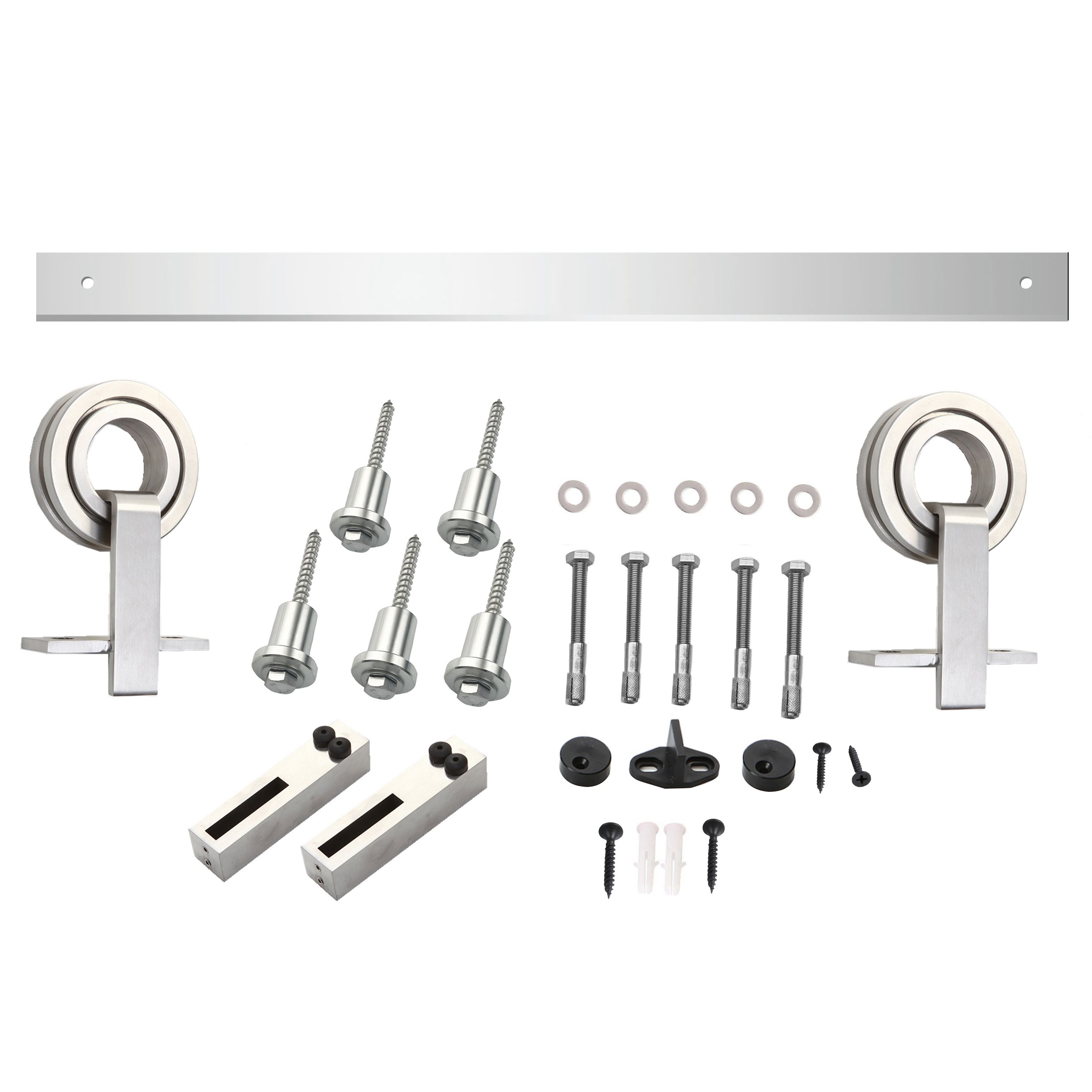 Intersteel Brushed Stainless Steel - Fitting Set For Sliding Door "Modern Top Stainless Steel" - Rail Sliding Door Fitting, Sliding Door System For Sliding Doors, Interior Doors And Wall Cabinets - 200 Cm
