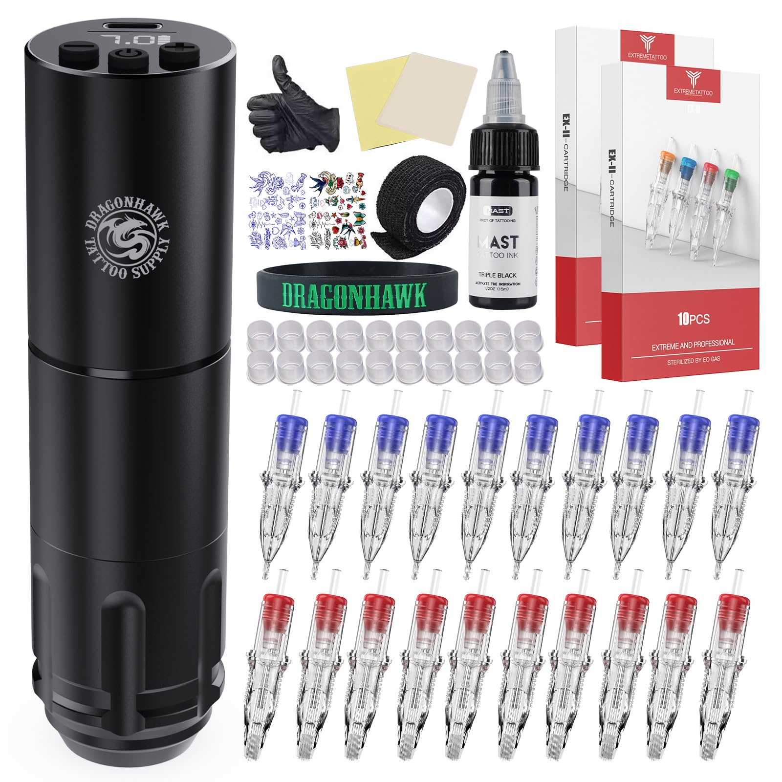 Amazon.com: Dragonhawk A1 Beginner Tattoo Kit, Cordless Complete