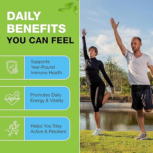 Miniatura 6 de Suplemento de apoyo del sistema inmunológico 10 en 1: vitamina C (1000 mg), quercetina, vitamina D3 (5000iu), zinc (40 mg), saúco, equinácea,