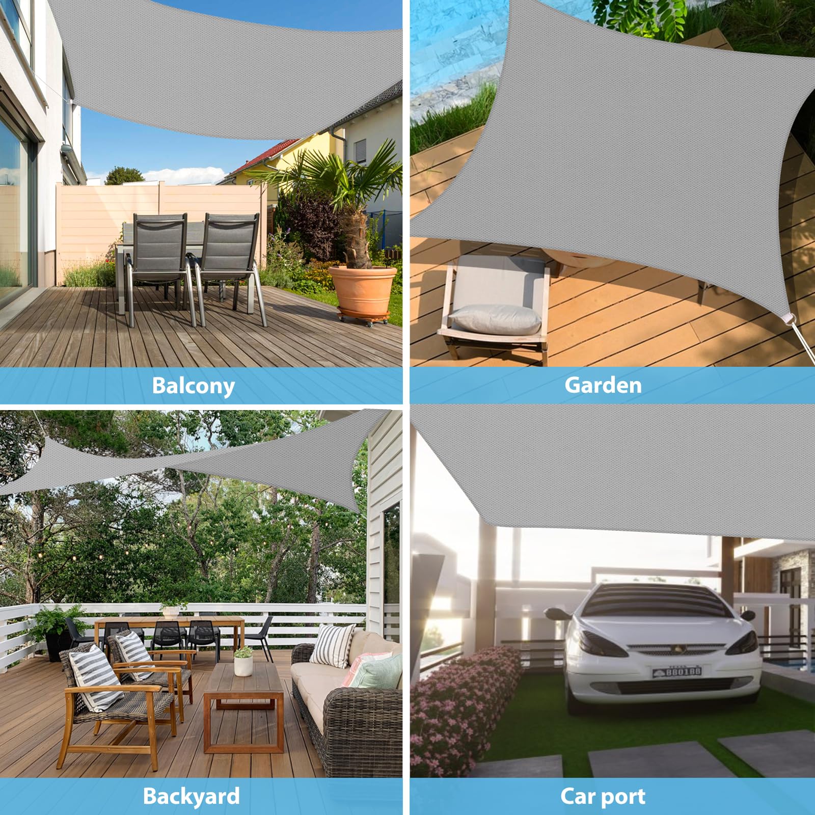 Vela Ombreggiante Rettangolare 4x5m Protezione UV 99% Impermeabile Tenda Ombreggiante per Patio Giardino