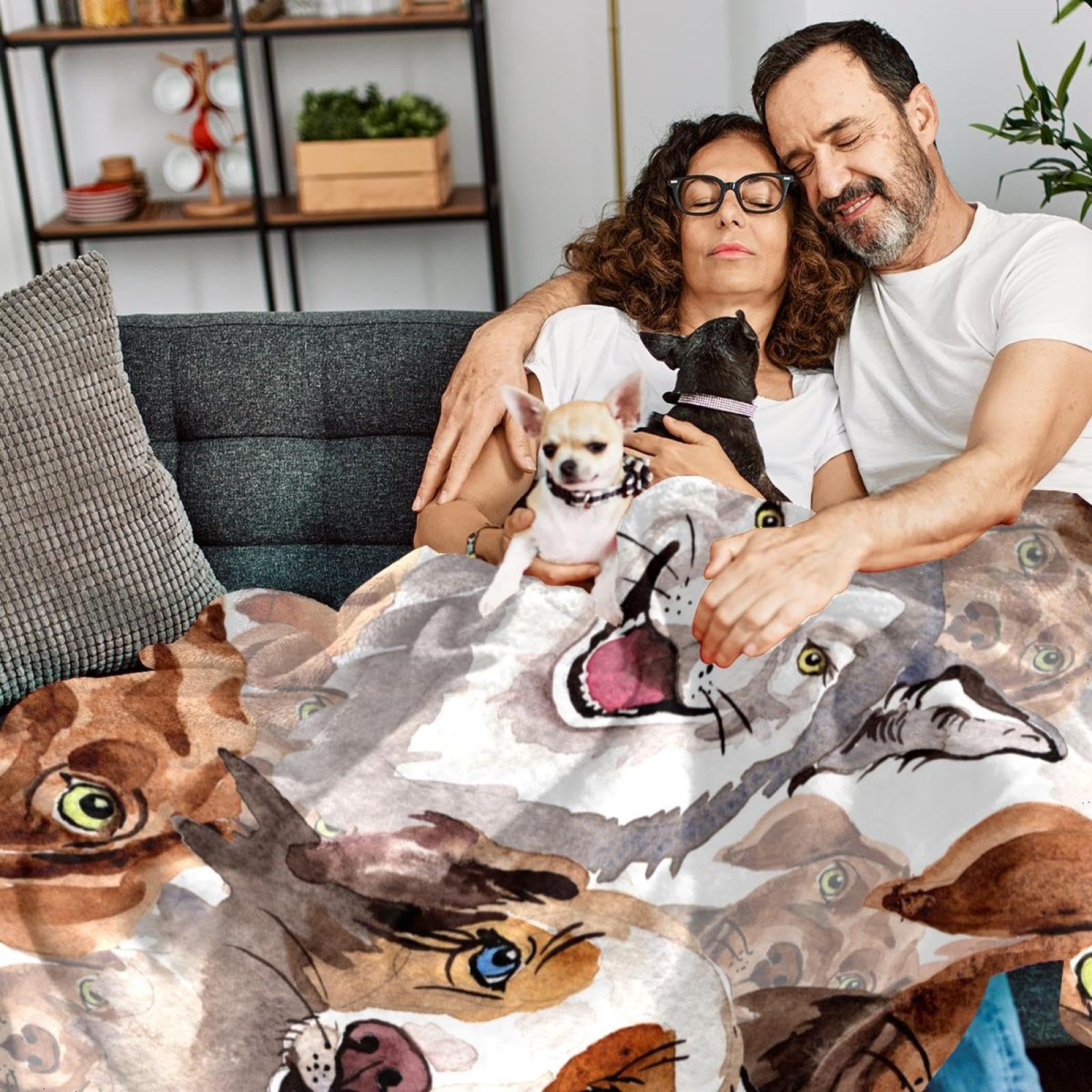 Couverture Polaire Chiens Couverture De Canapé Couverture De Lit pour Chambre Salon Bureau 150×200cm