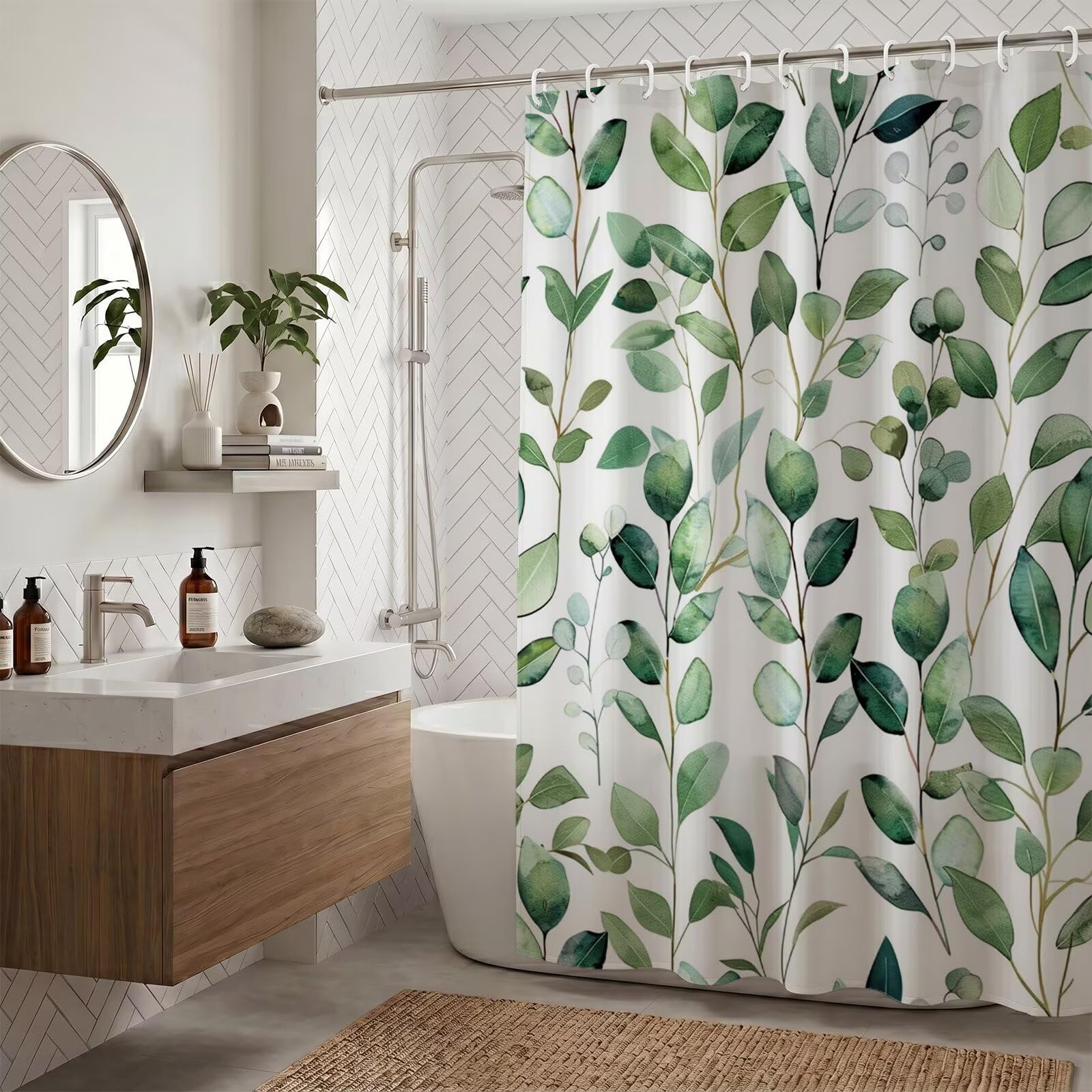 Rideau de douche imperméable et lavable en machine pour baignoire