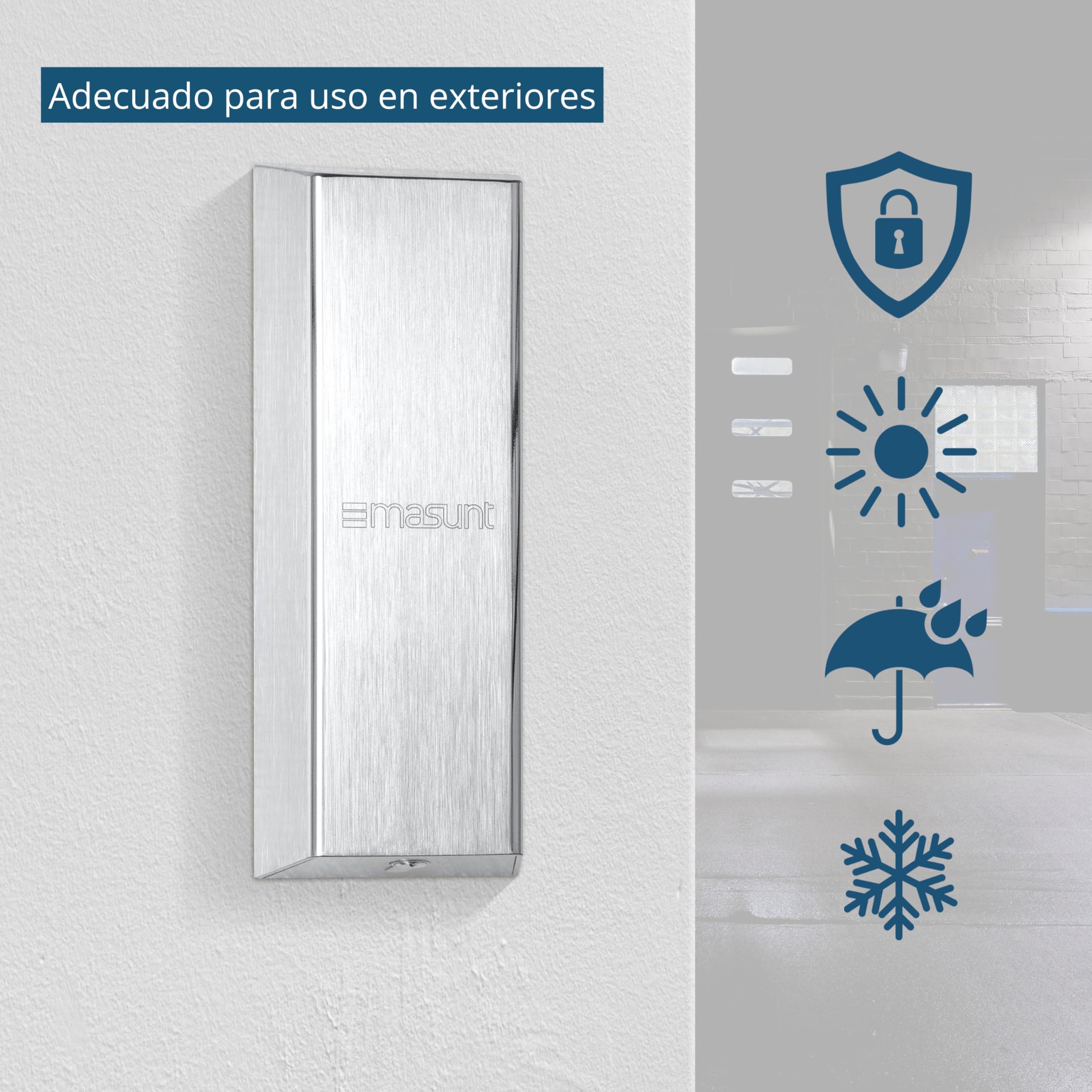 masunt Caja Fuerte de Servicio XL 640 - Caja Fuerte de Acero Inoxidable para Llaves, Resistente a la Intemperie, Extra Grande, preparada para semicilindro de Perfil Plata 271 X 103 X 66 mm