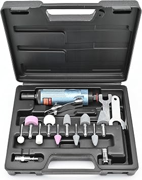 Air Die Grinder Kit With 1/4 and 1/8 inch Collets, Pneumatic Grinder Include 10 Pcs Die Grinder Attachments, Air Grinder Tool 25000 RPM By Bowd