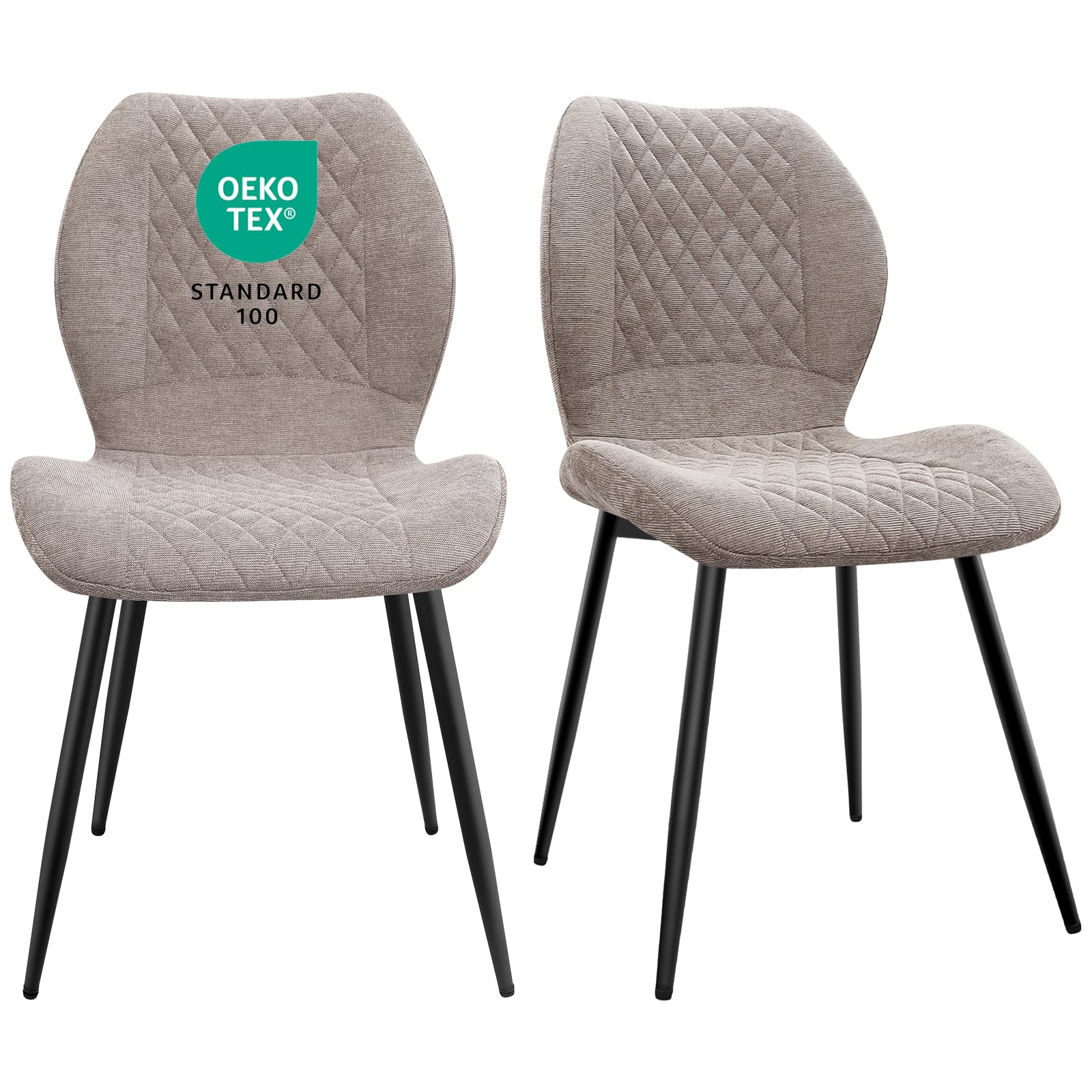 JIJIAN Dining Chairs set of 2, Kitchen Chair, Upholstered Chairs, Ergonomically Designed Linen Chair for Dining Room, Kitchen, Living Room, Reception, Brown — image 1