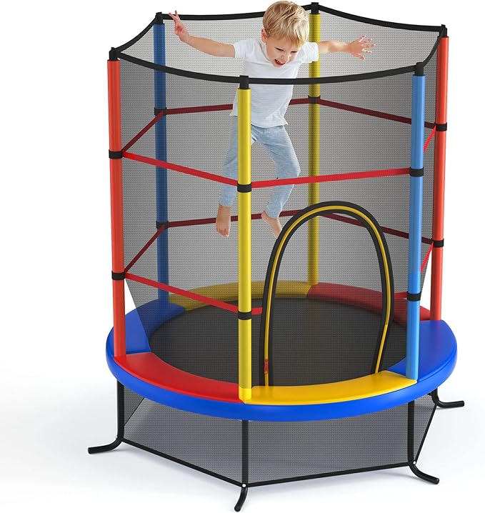 GYMAX 55” Trampoline for Kids, Toddler Trampoline with Allround Safety